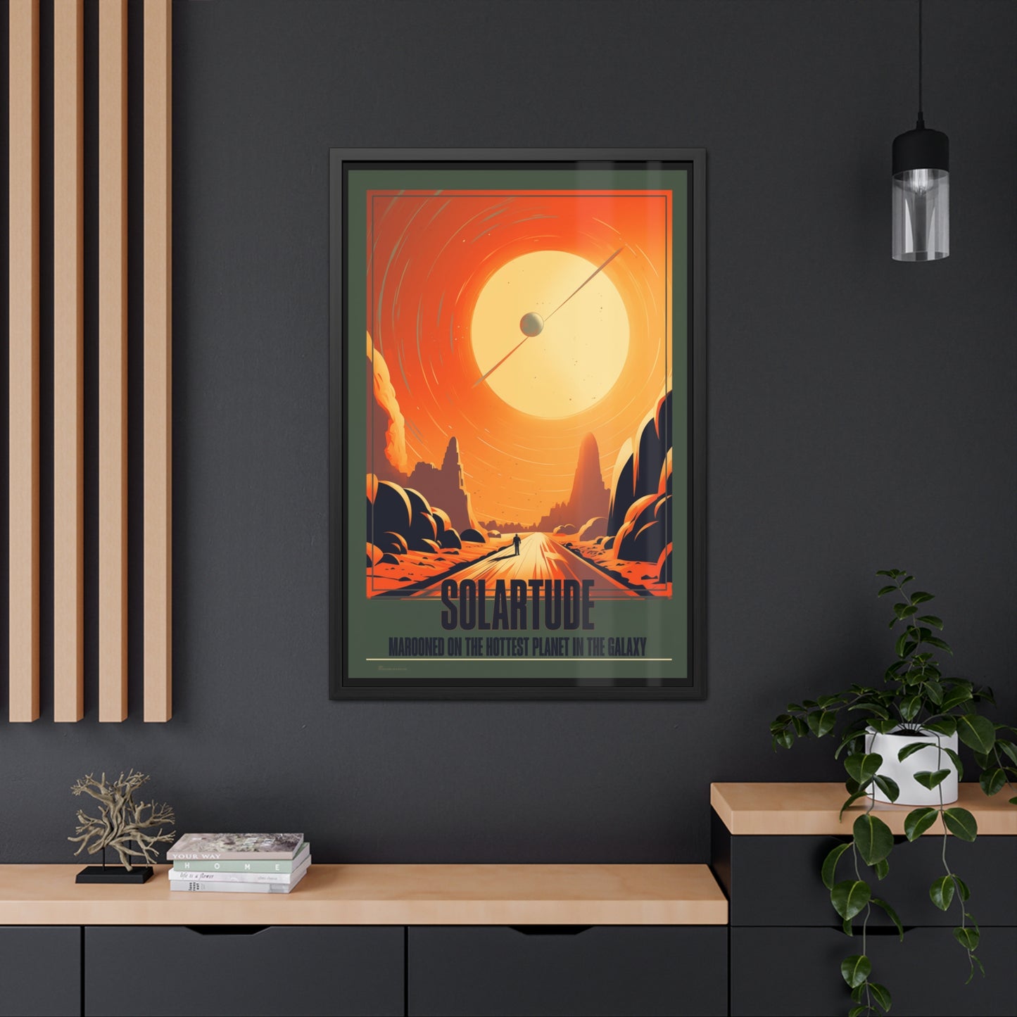Vintage Sci-Fi Poster - 'Solartude: Marooned on the Hottest Planet' Retro Space Art Framed Posters