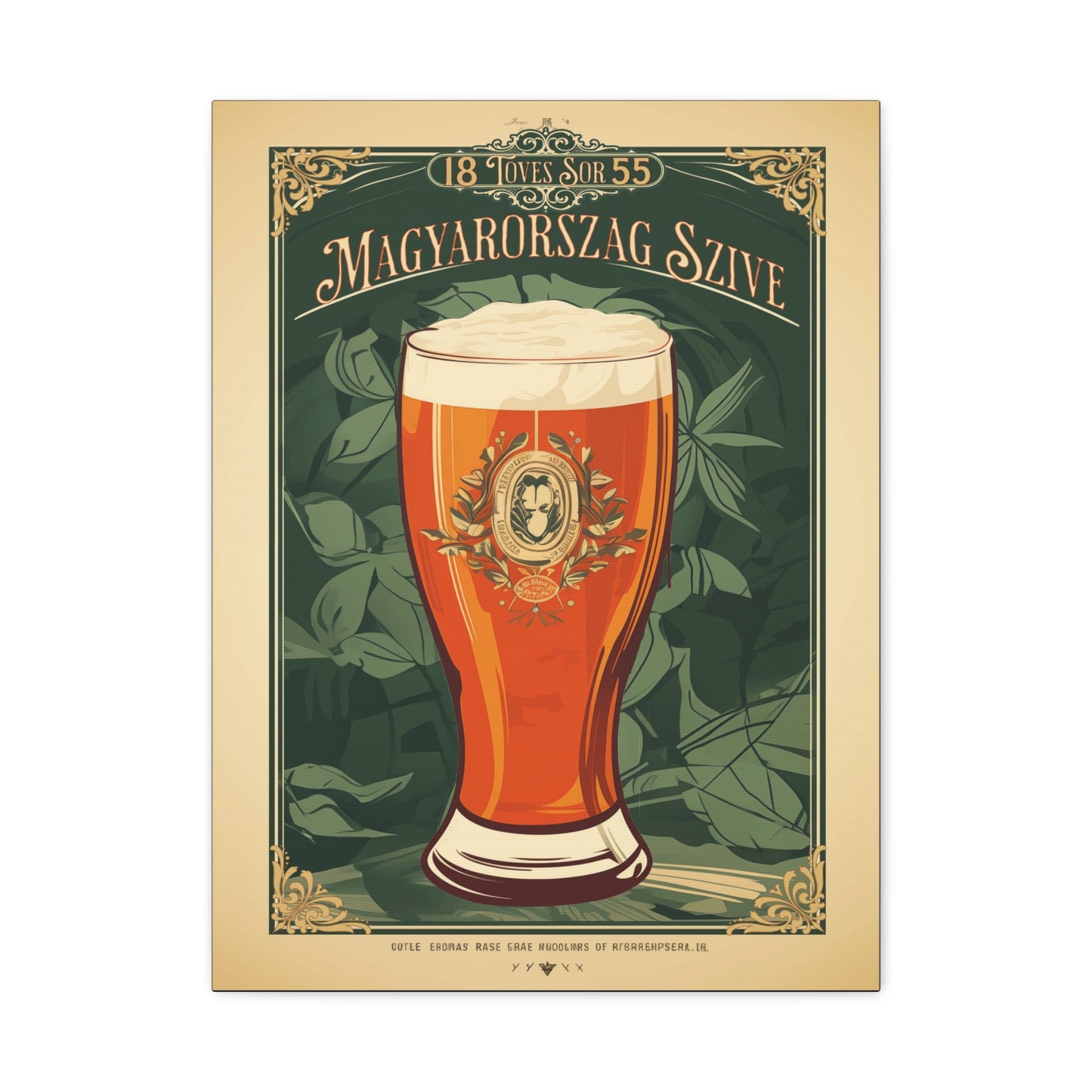 "Vintage Hungarian Beer Poster - Magyarország Szíve Frameless Stretched Matte Canvas" Matte Canvas, Stretched, 1.25"
