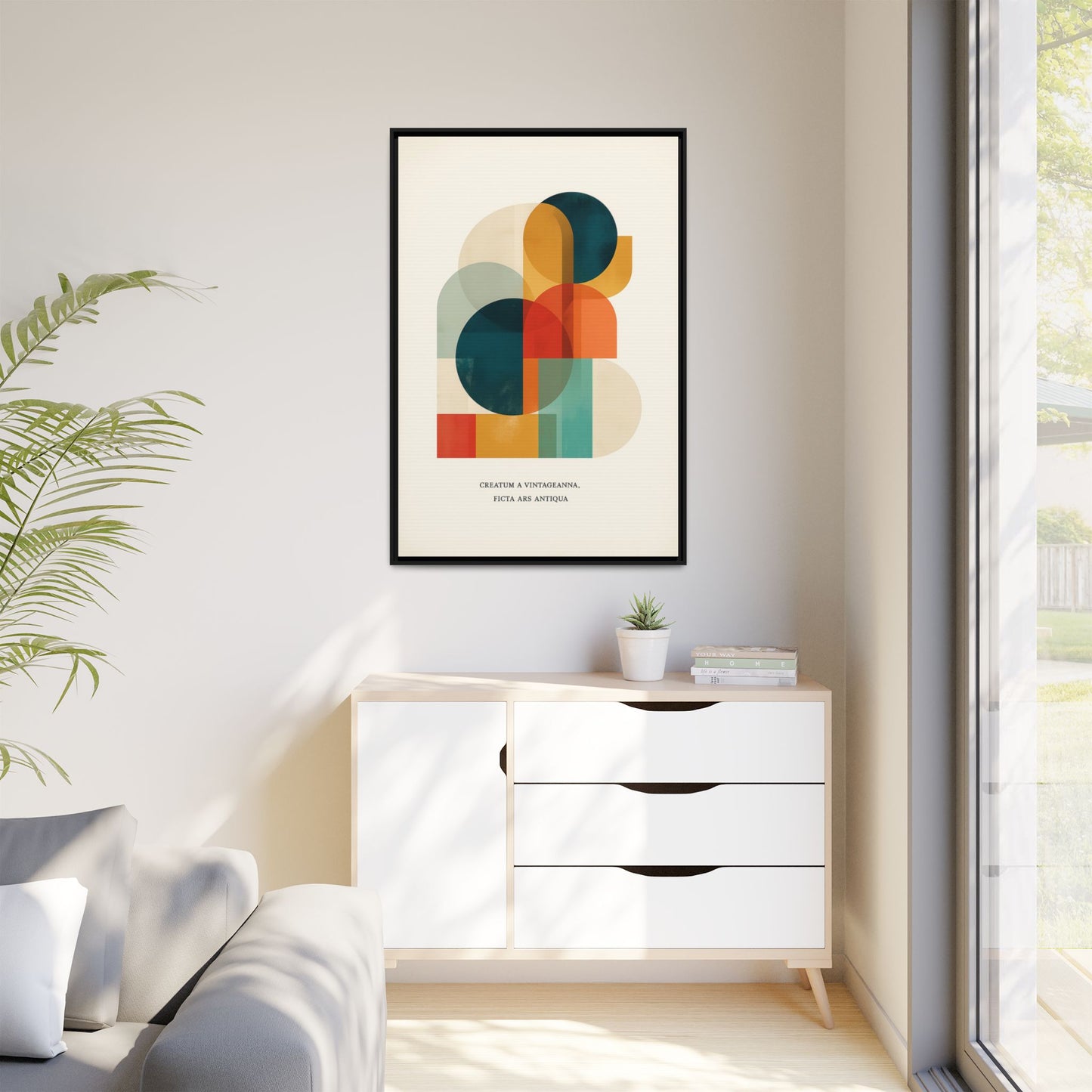 Creative Vision Framed Abstract Canvas Wall Art — Mid-Century Modern Geometric Design | Vintageanna