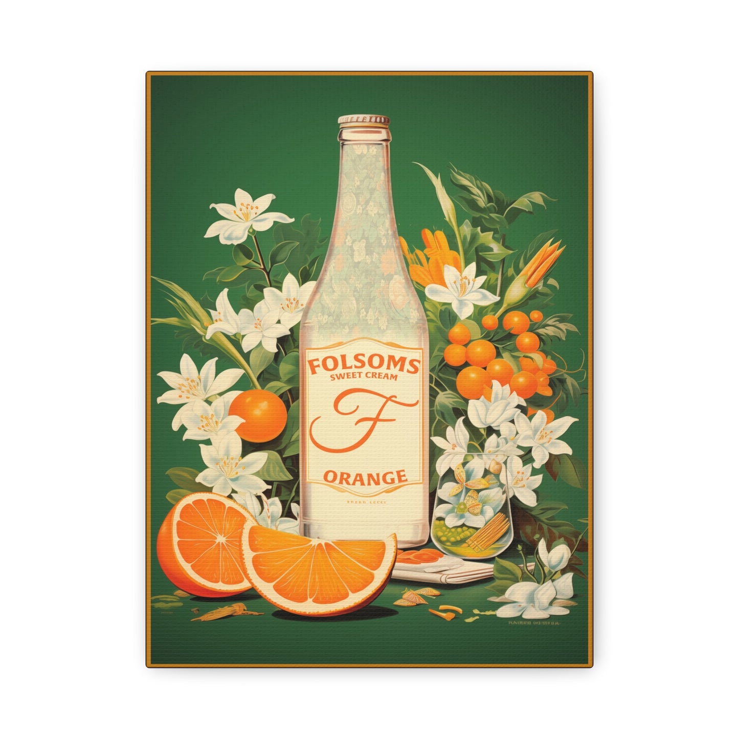 "Vintage Folsom's Sweet Cream Orange Poster - Matte Canvas Stretched Wall Art" Matte Canvas, Stretched, 1.25"