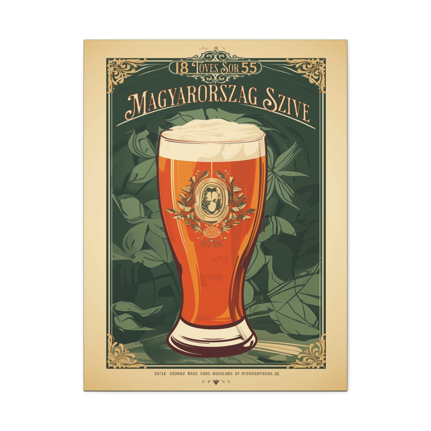 "Vintage Hungarian Beer Poster - Magyarország Szíve Frameless Stretched Matte Canvas" Matte Canvas, Stretched, 1.25"