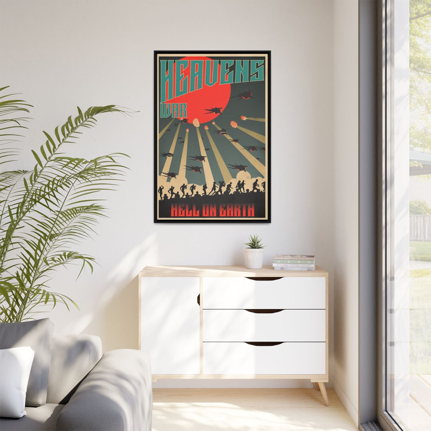 "Heavens War: Hell on Earth Matte Canvas with Black Frame"