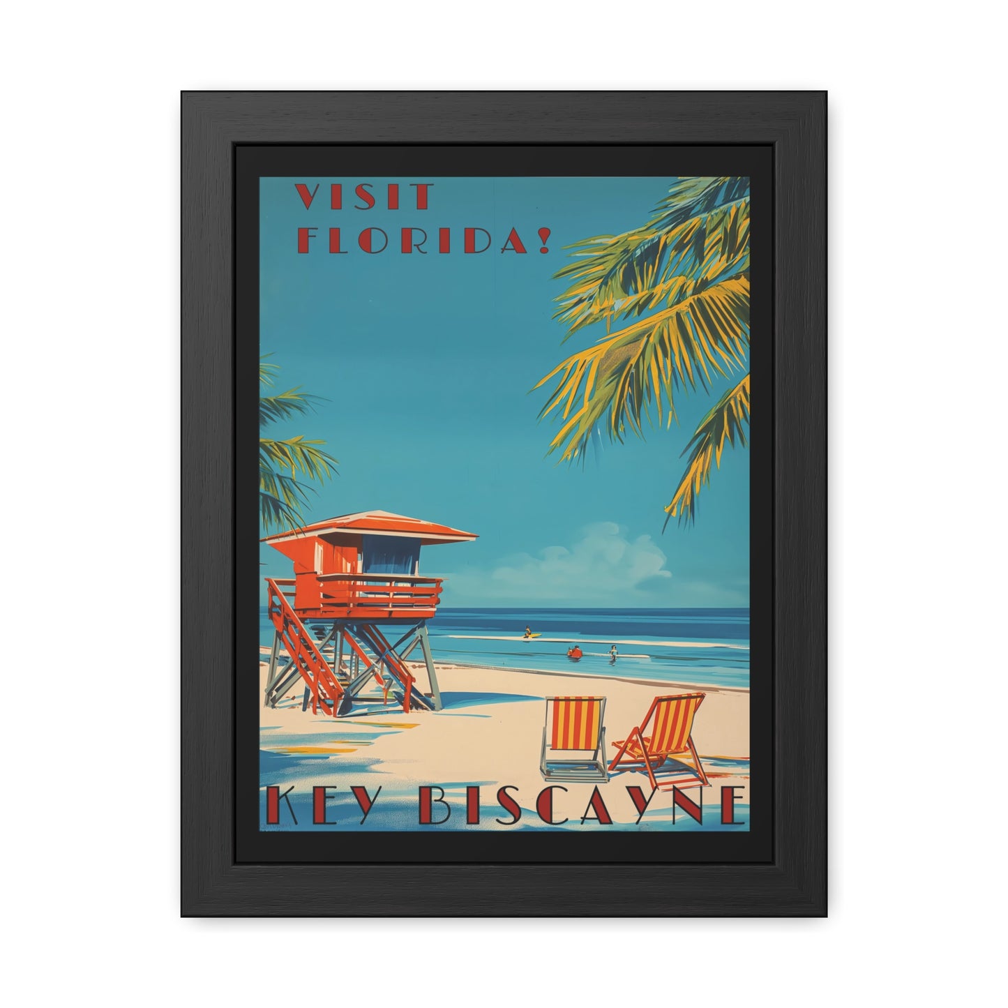 "Visit Florida - Key Biscayne Vintage Beach Framed Poster"