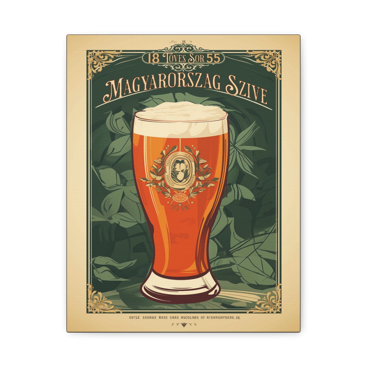 "Vintage Hungarian Beer Poster - Magyarország Szíve Frameless Stretched Matte Canvas" Matte Canvas, Stretched, 1.25"