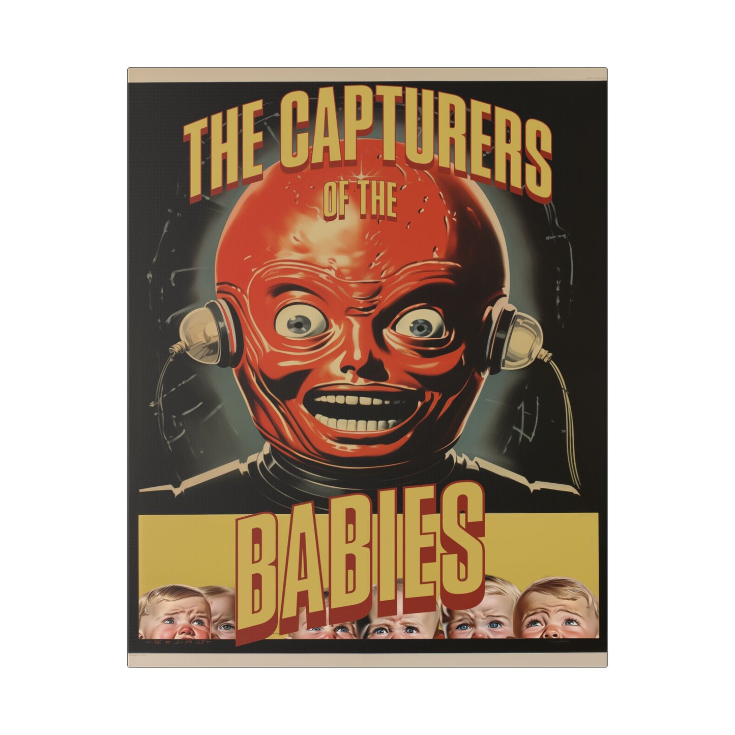 "The Capturers of the Babies - Vintage Sci-Fi Wall Art on Classic Stretched Canvas"