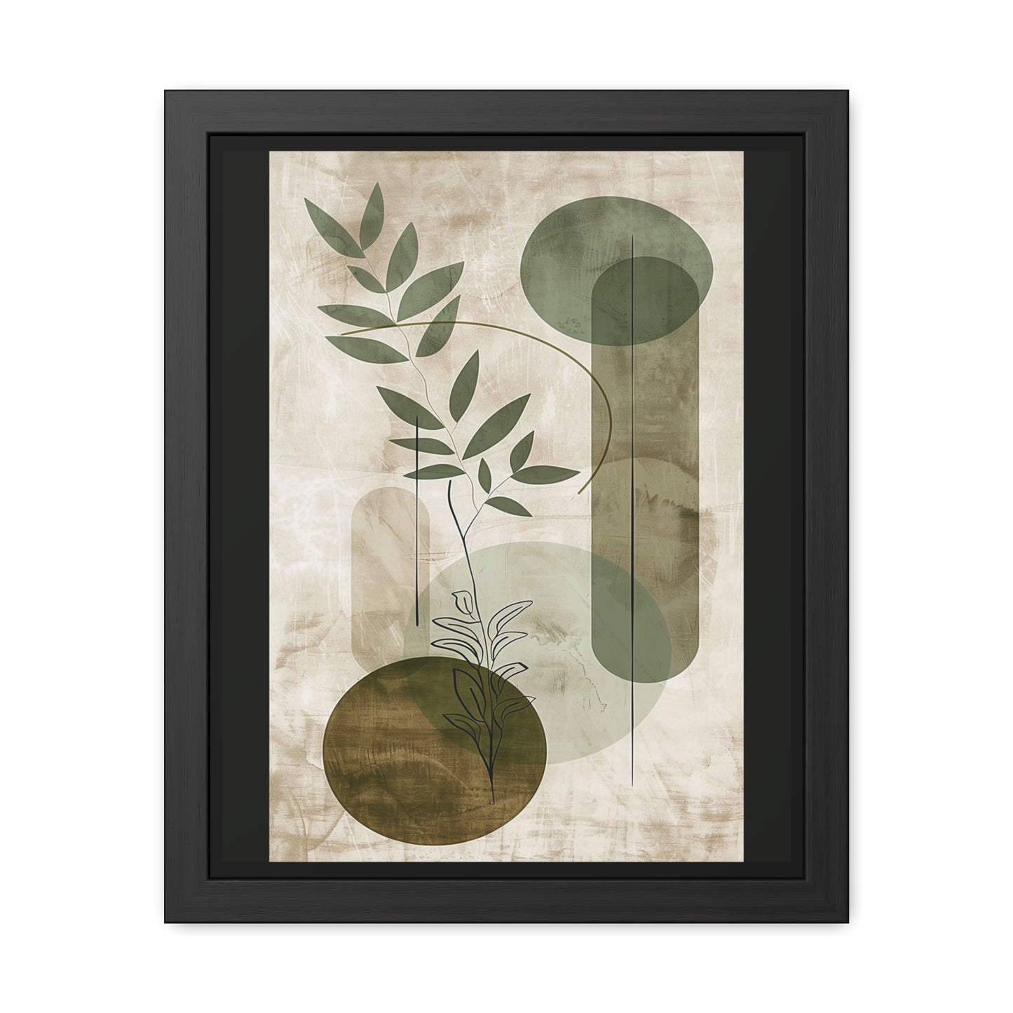 Modern Botanical Framed Poster | Minimalist Nature Wall Art Print, Contemporary Green Décor & Gift for Plant Lovers