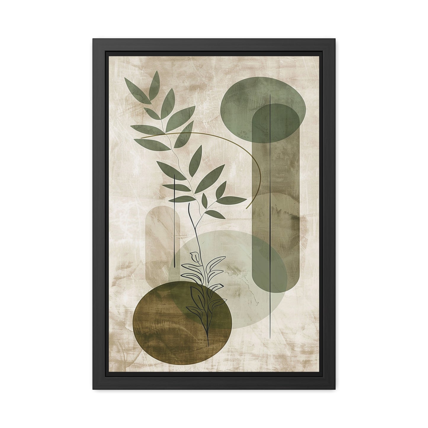 Modern Botanical Framed Poster | Minimalist Nature Wall Art Print, Contemporary Green Décor & Gift for Plant Lovers