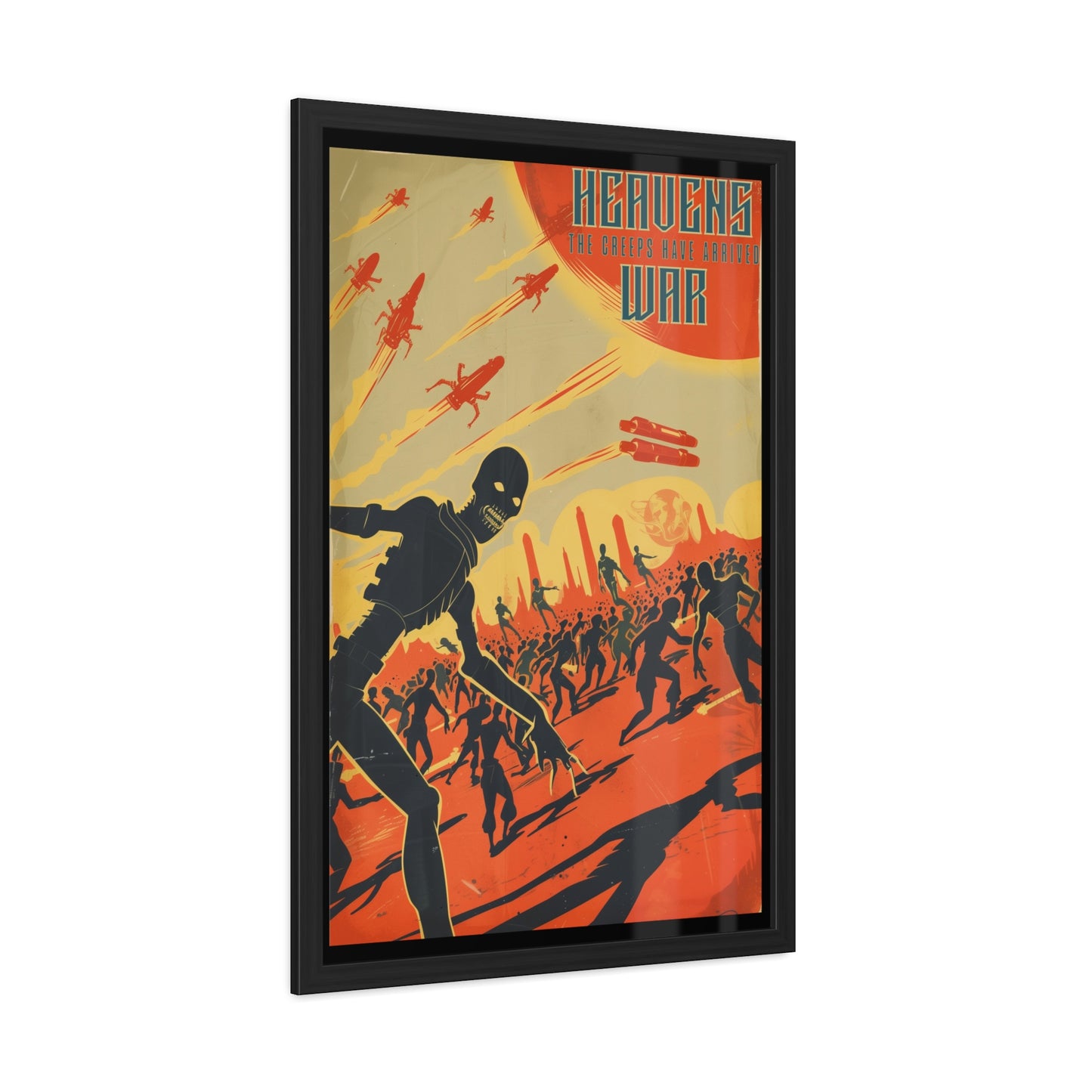 Vintage Sci-Fi Poster - 'Heavens War: The Creeps Have Arrived' Apocalyptic Artwork Framed Posters