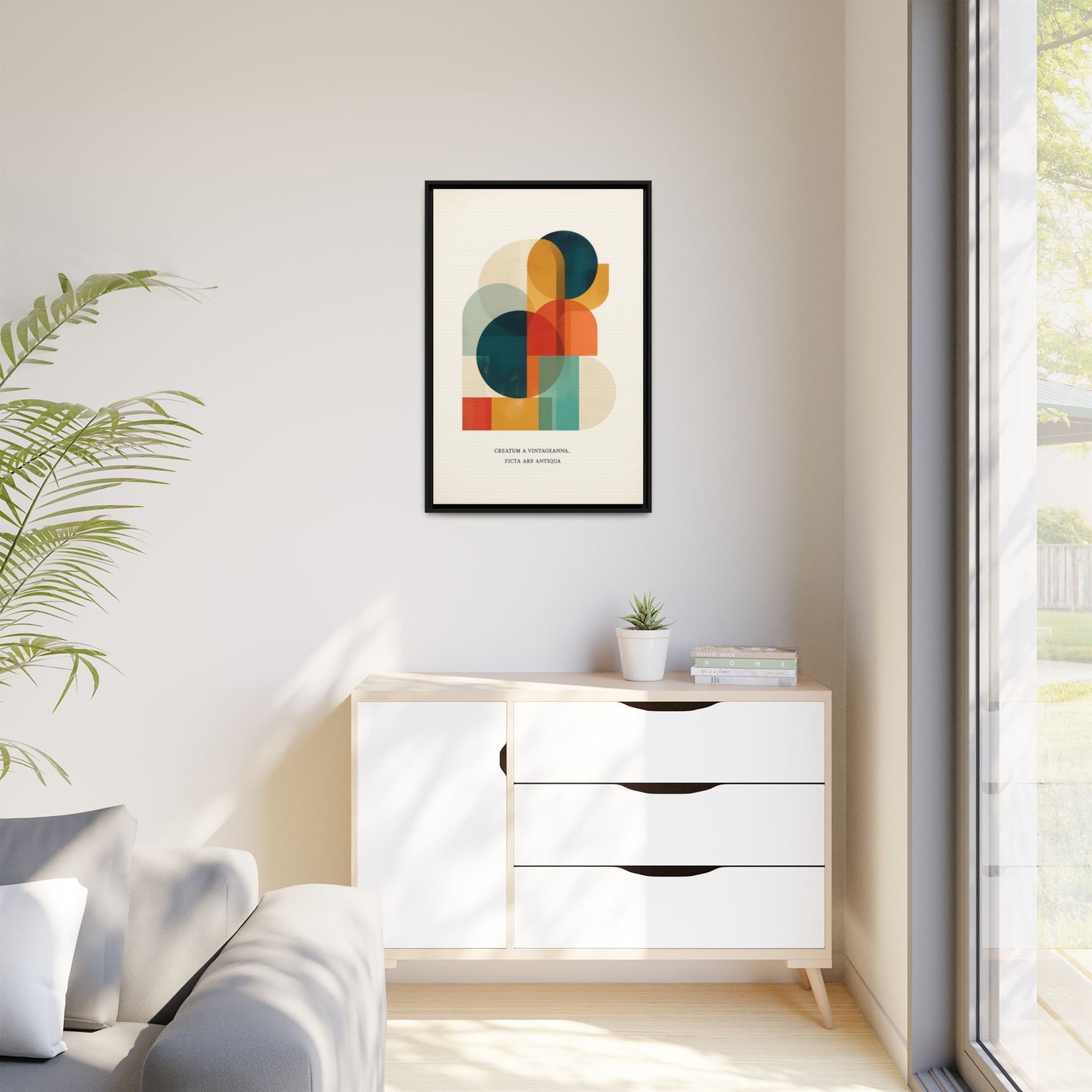 Creative Vision Framed Abstract Canvas Wall Art — Mid-Century Modern Geometric Design | Vintageanna