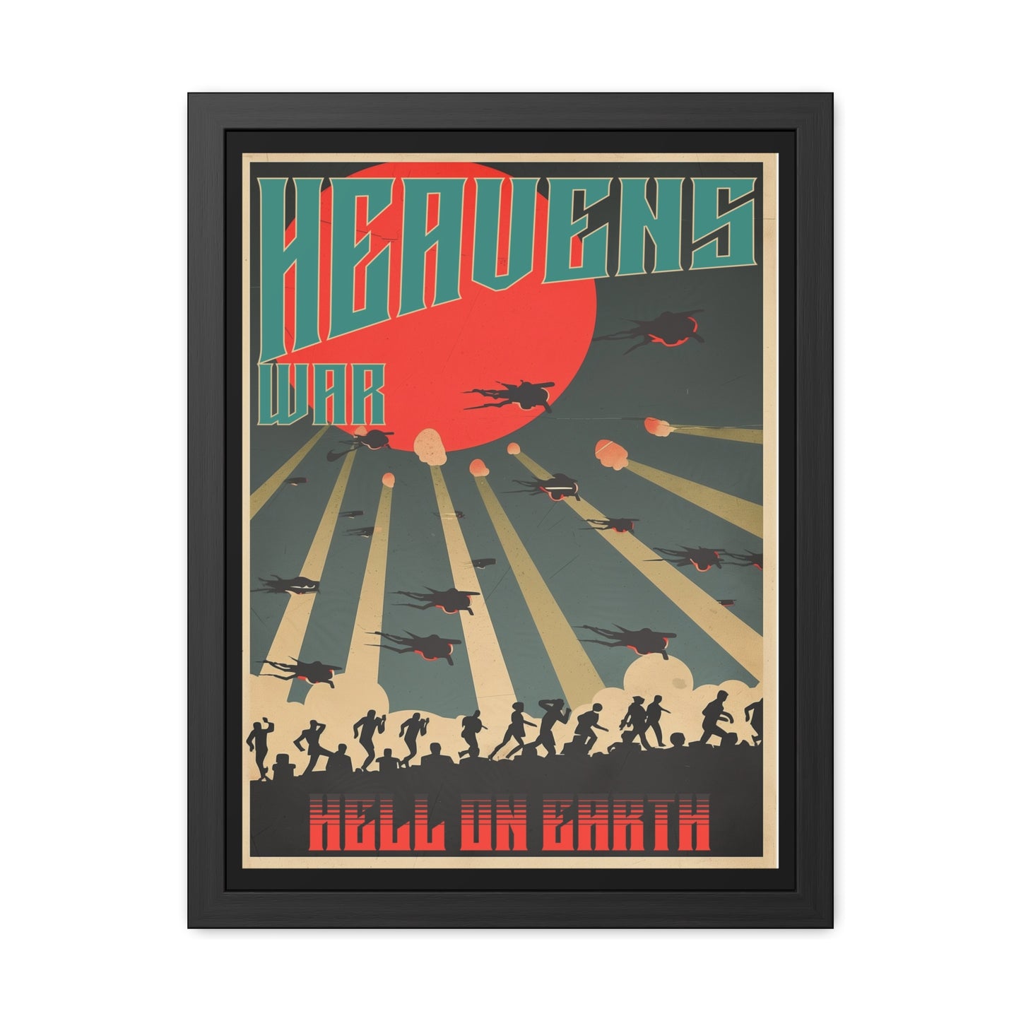 Vintage Sci-Fi Poster - 'Heavens War: Hell on Earth' Dystopian Artwork Framed Posters