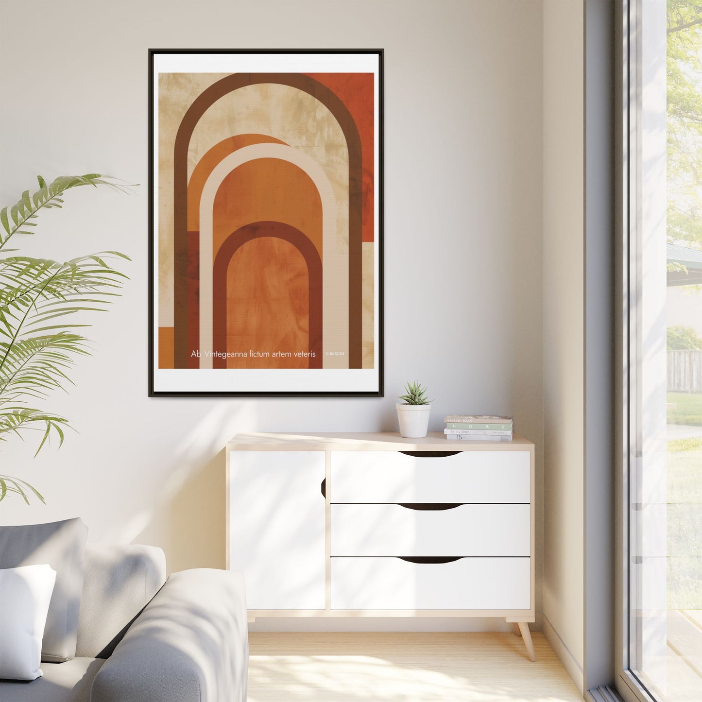 Abstract Arch Framed Canvas Wall Art — Mid-Century Modern Minimalist Decor | Vintageanna