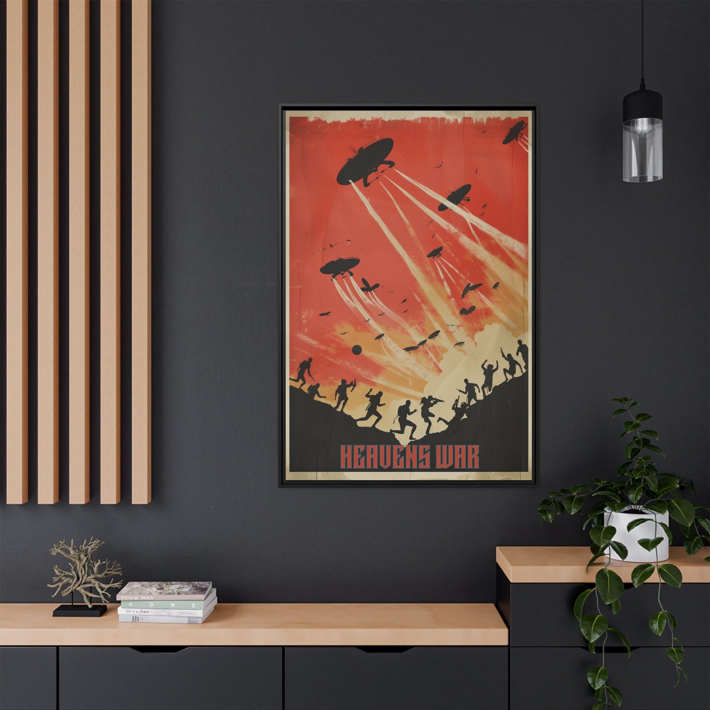 "Heavens War: Epic Alien Invasion Matte Canvas with Black Frame" Matte Canvas, Black Frame
