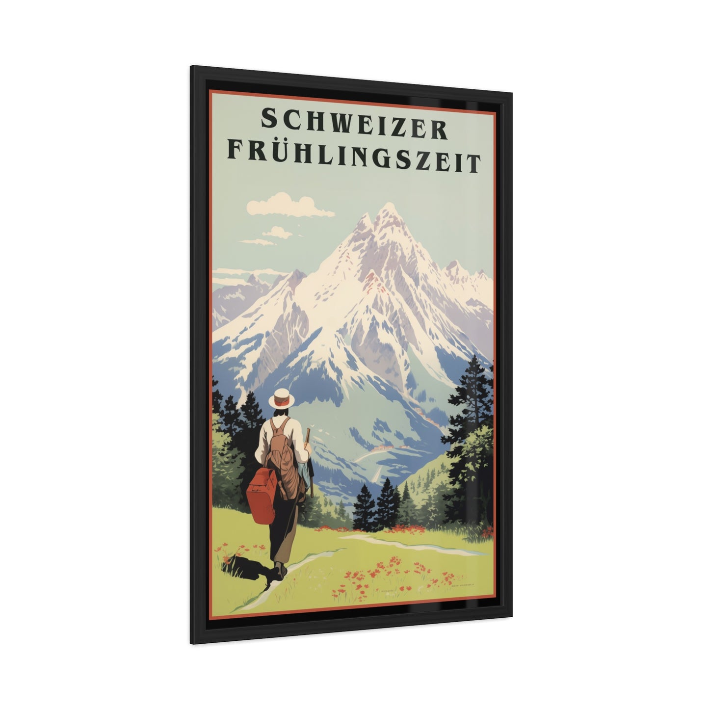Vintage Swiss Travel Poster - 'Schweizer Frühlingszeit' (Swiss Springtime) Scenic Artwork Framed Posters