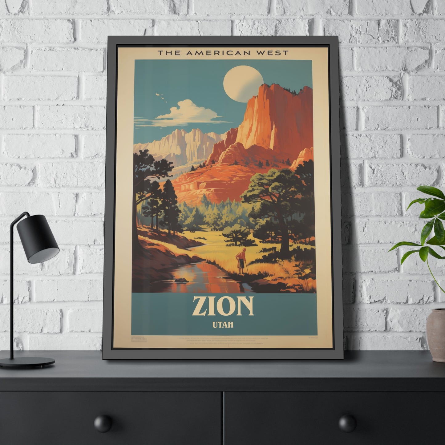 Zion National Park Vintage Travel Poster — Framed Paper Poster