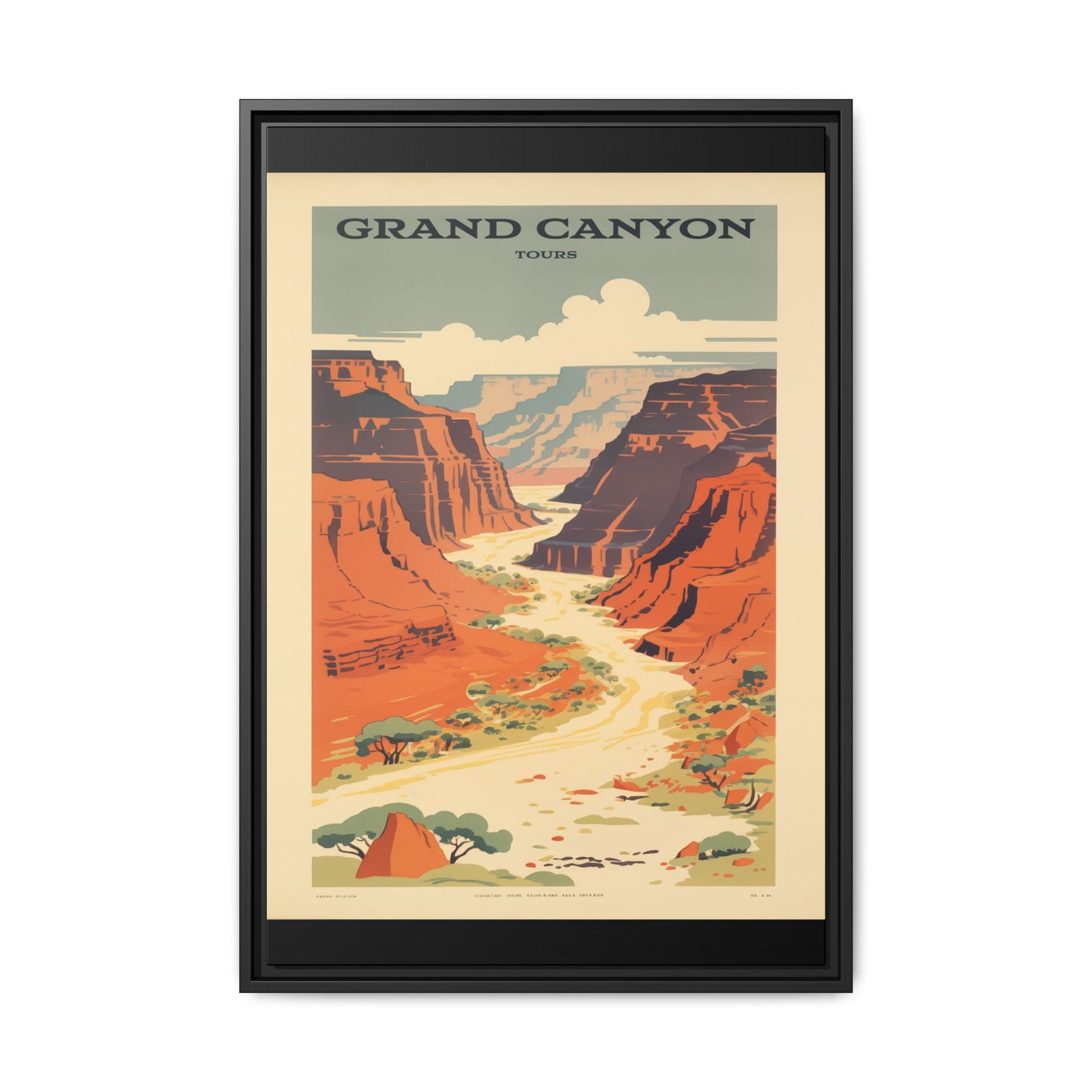 "Vintage Grand Canyon River Tours Poster - Matte Canvas Wall Art with Black Frame" Matte Canvas, Black Frame