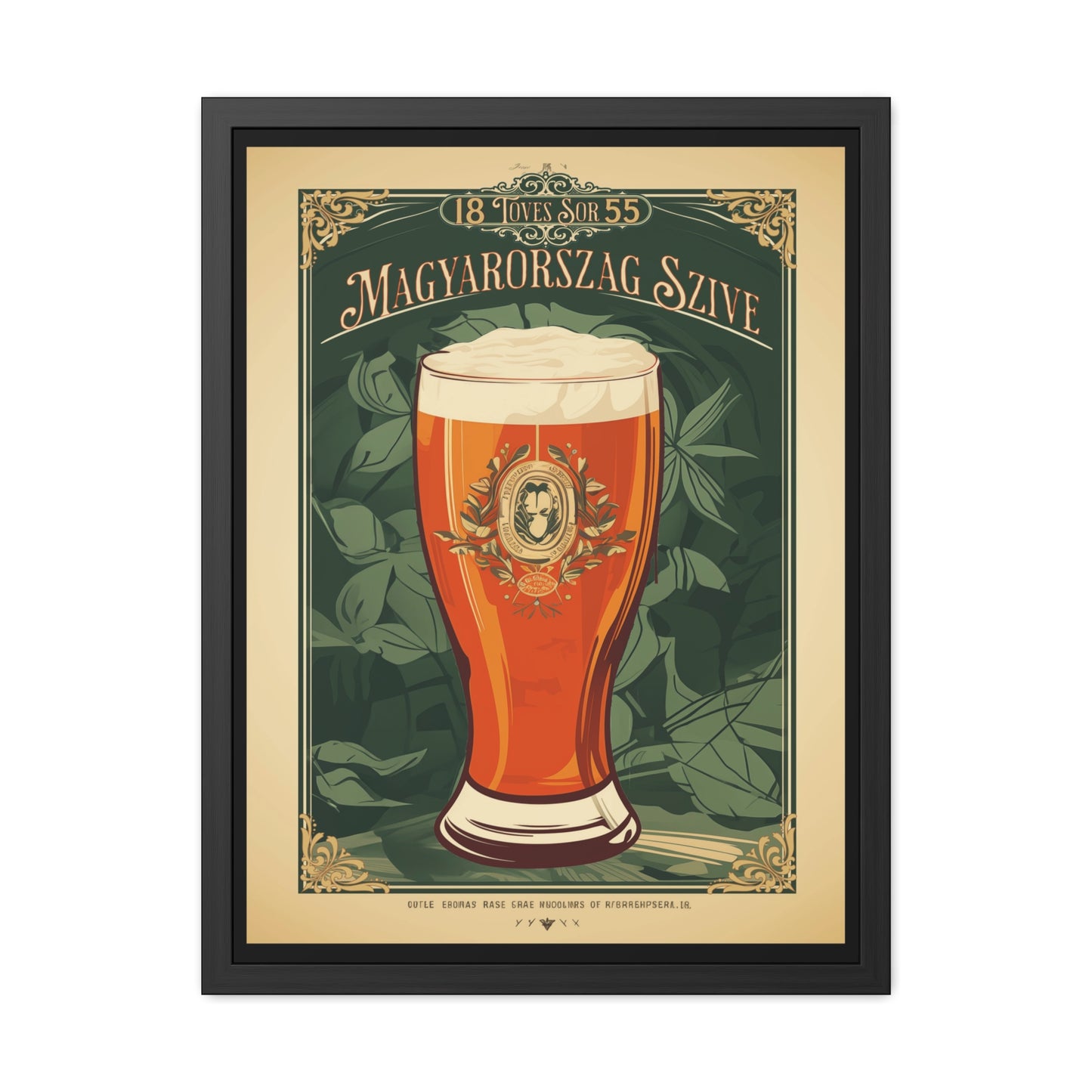 Vintage Beer Poster - Magyarország Szíve (Heart of Hungary) Art Print (Hungarian Language) Framed Posters