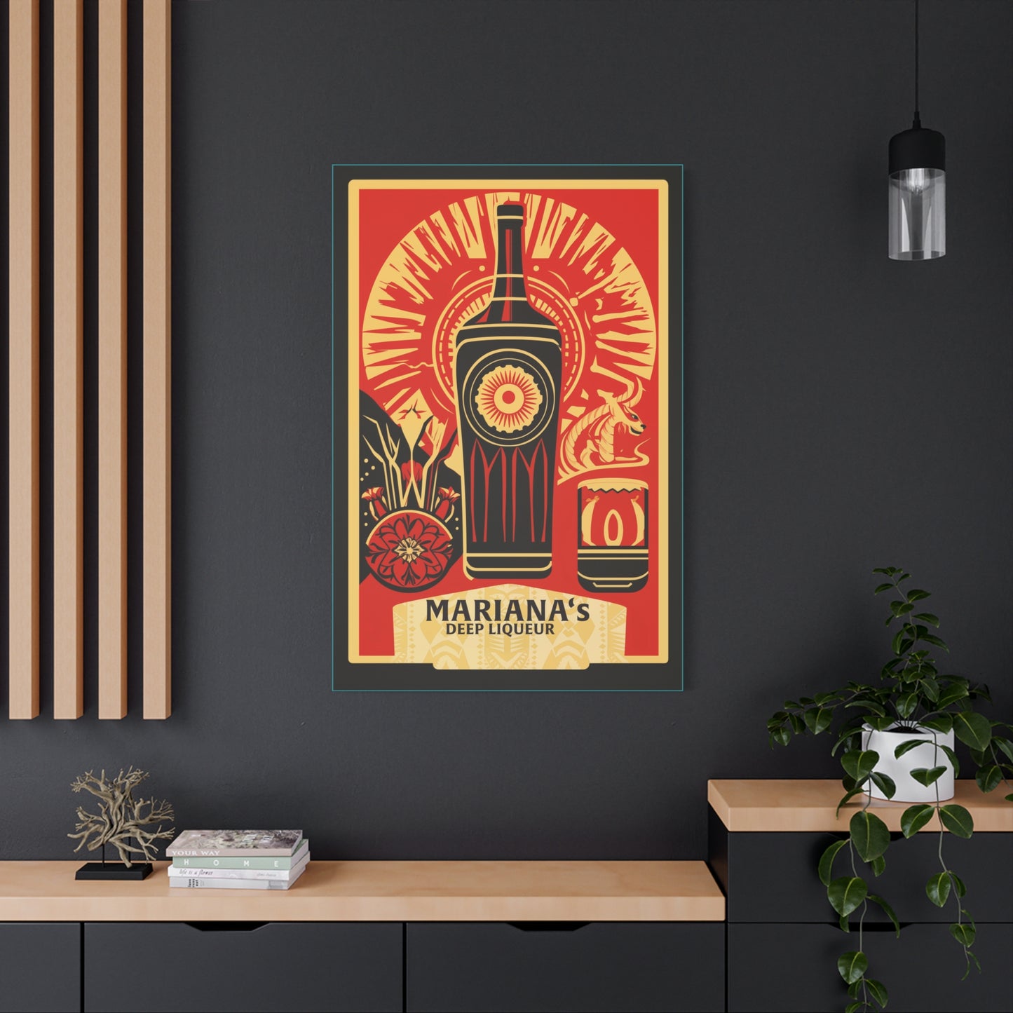 "Vintage Mariana's Deep Liqueur Dragon Poster - Frameless Stretched Matte Canvas Wall Art" Matte Canvas, Stretched, 1.25"
