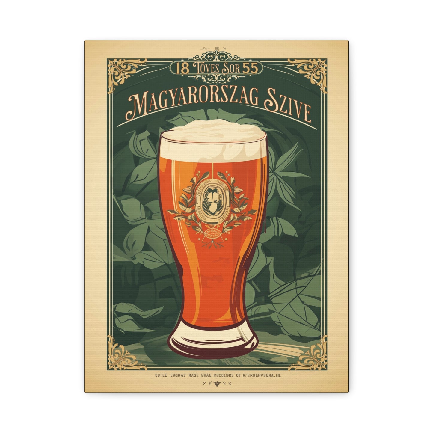 "Vintage Hungarian Beer Poster - Magyarország Szíve Frameless Stretched Matte Canvas" Matte Canvas, Stretched, 1.25"