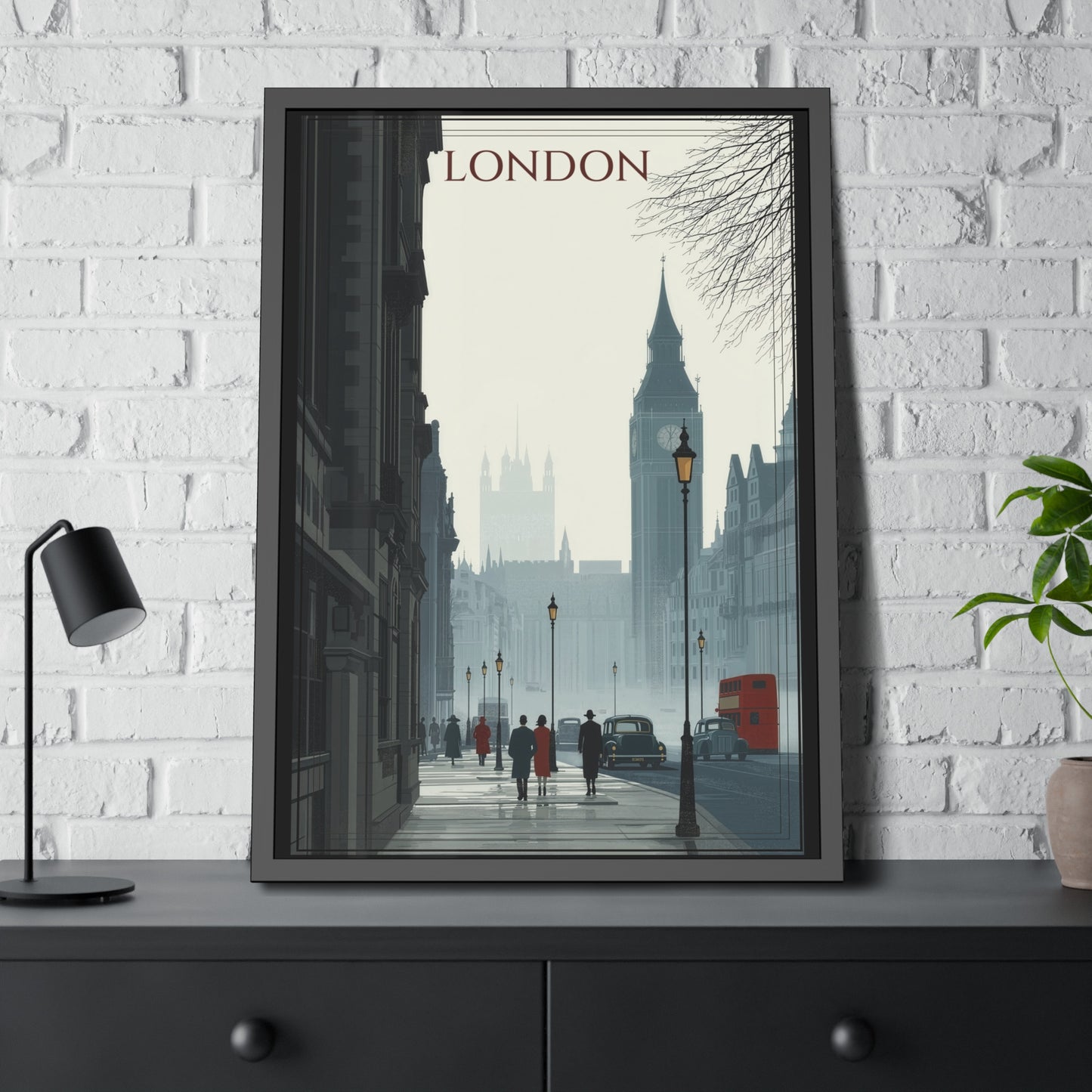 London Vintage Street Framed Poster