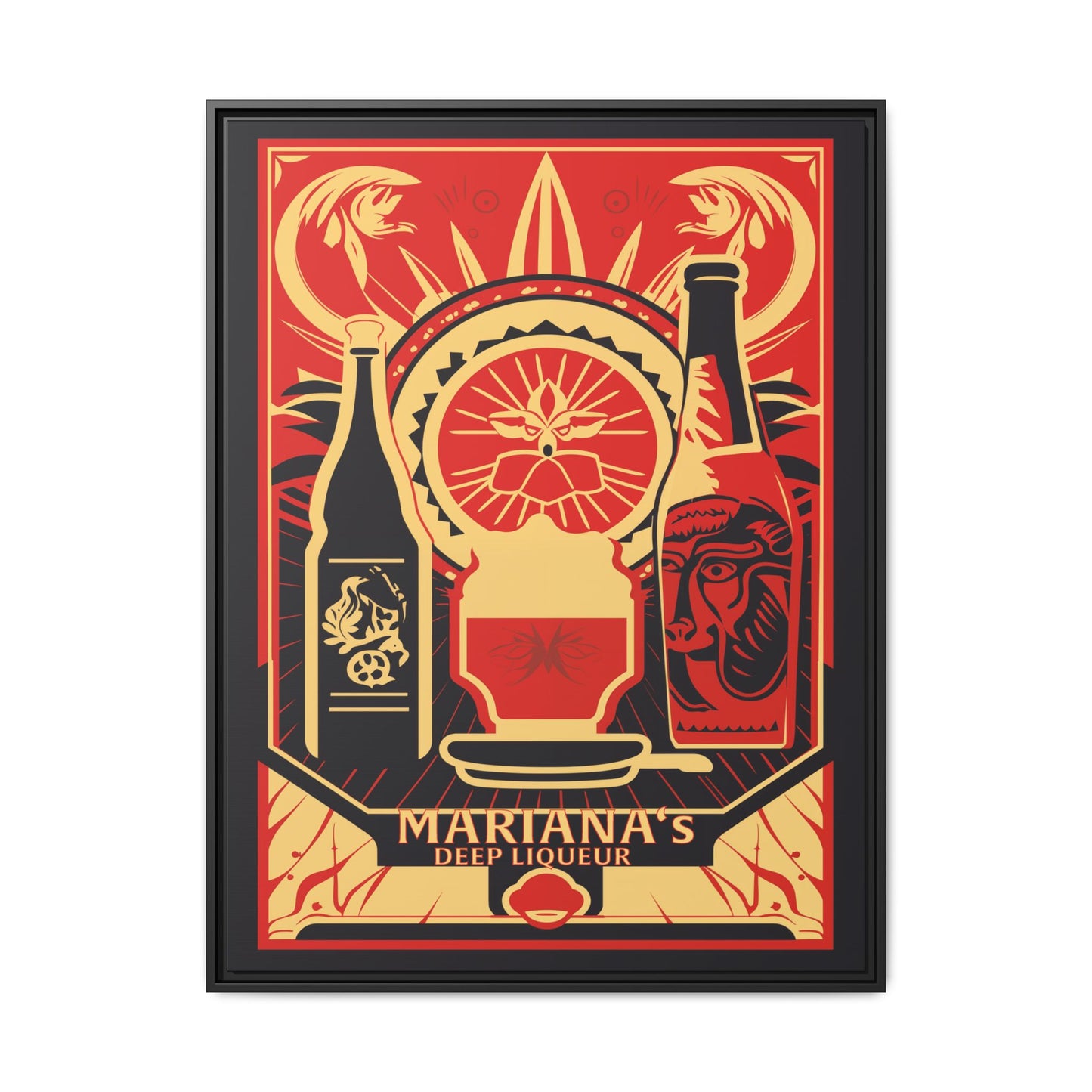 "Vintage Mariana's Deep Liqueur Poster - Matte Canvas Wall Art with Black Frame" Matte Canvas, Black Frame