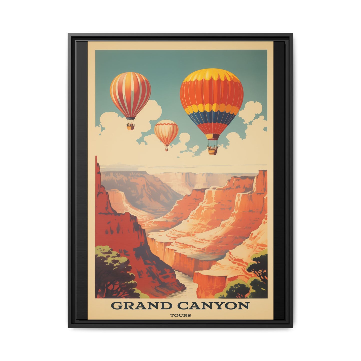 "Vintage Grand Canyon Balloon Tours Poster - Matte Canvas Wall Art with Black Frame" Matte Canvas, Black Frame