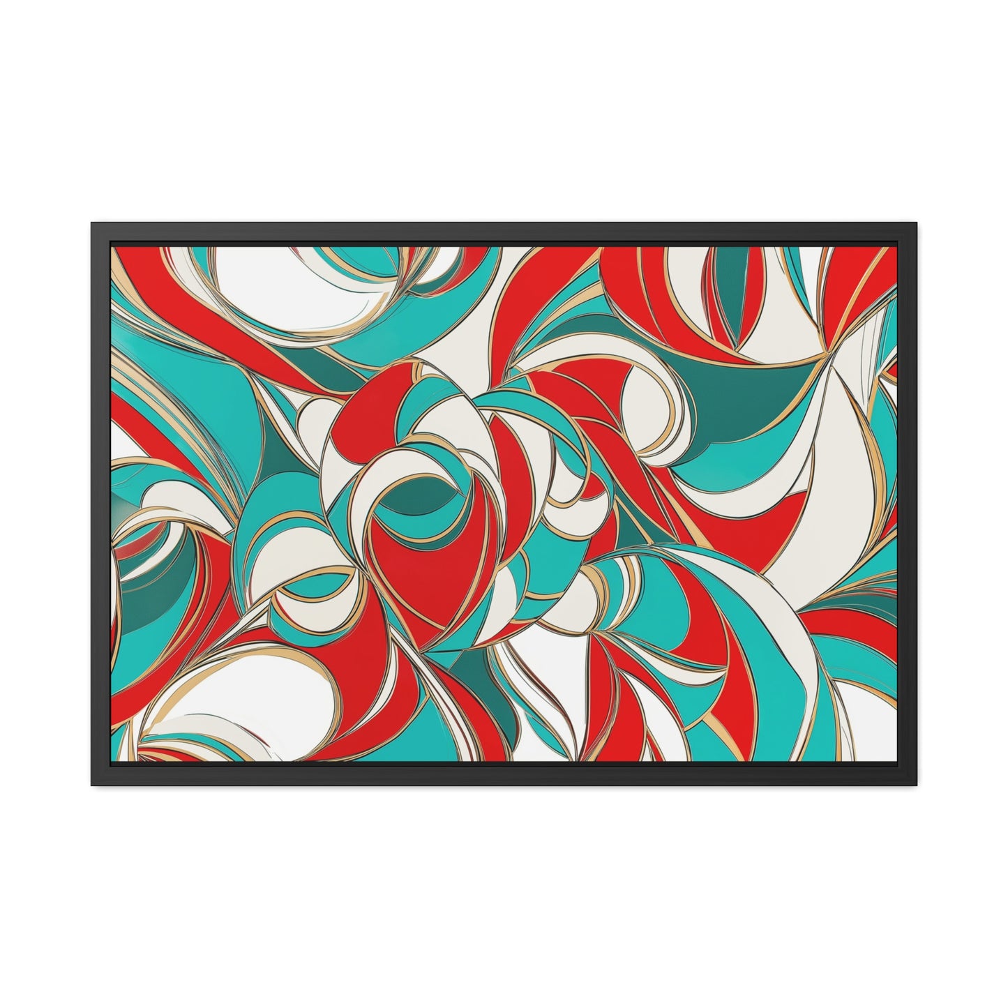 Modern Abstract Framed Poster, Red and Blue Wall Art, Geometric Decor for Contemporary Homes