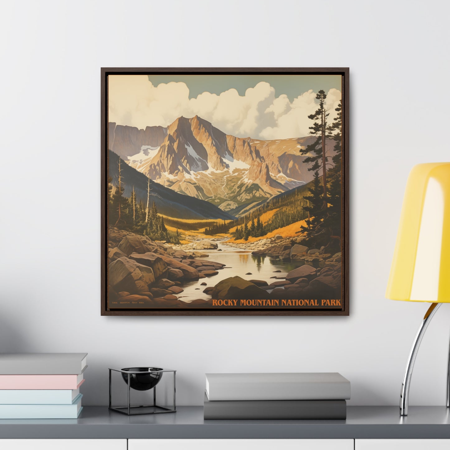 "Rocky Mountain National Park Vintage Art Print – Colorado Wilderness" Gallery Canvas Wraps, Square Frame