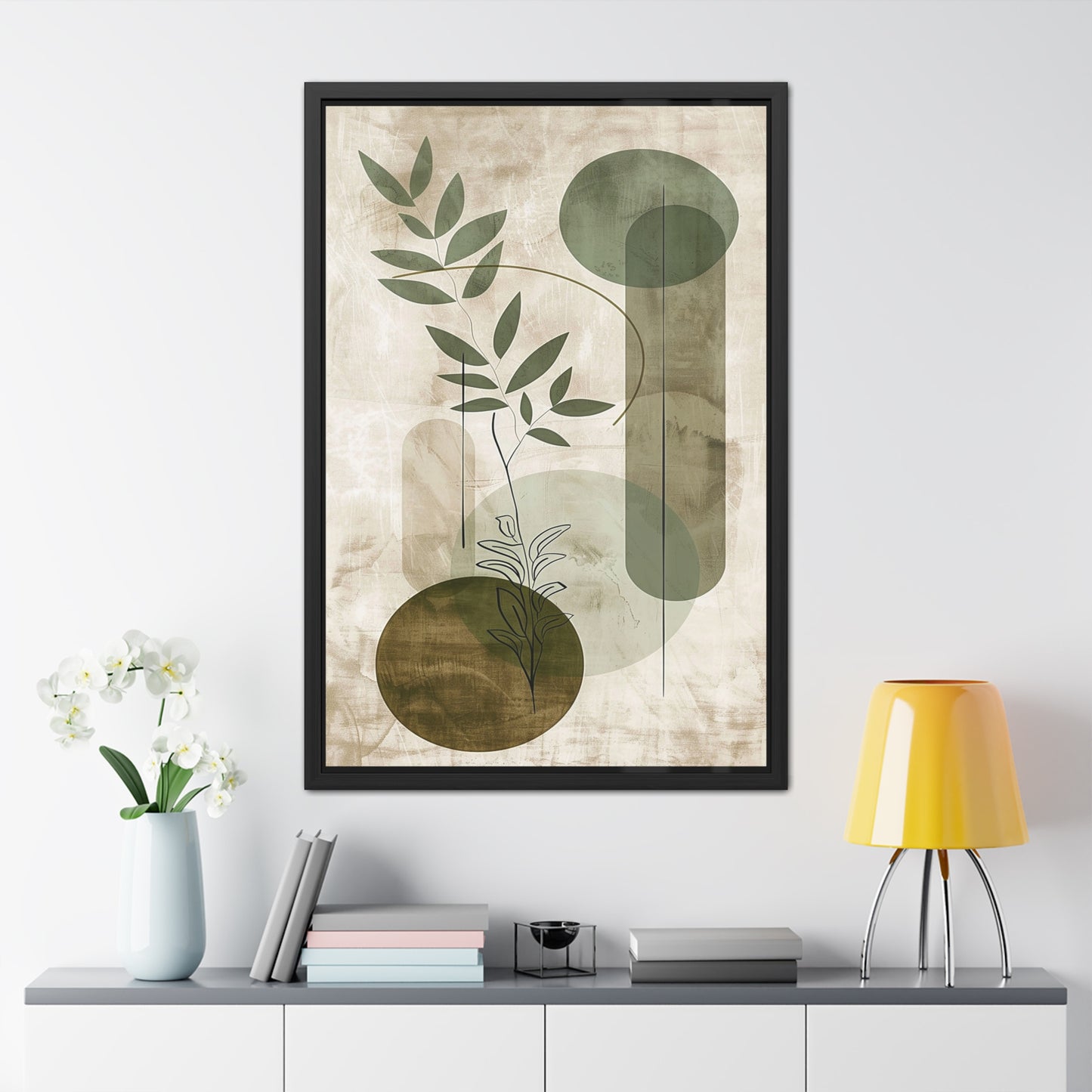 Modern Botanical Framed Poster | Minimalist Nature Wall Art Print, Contemporary Green Décor & Gift for Plant Lovers