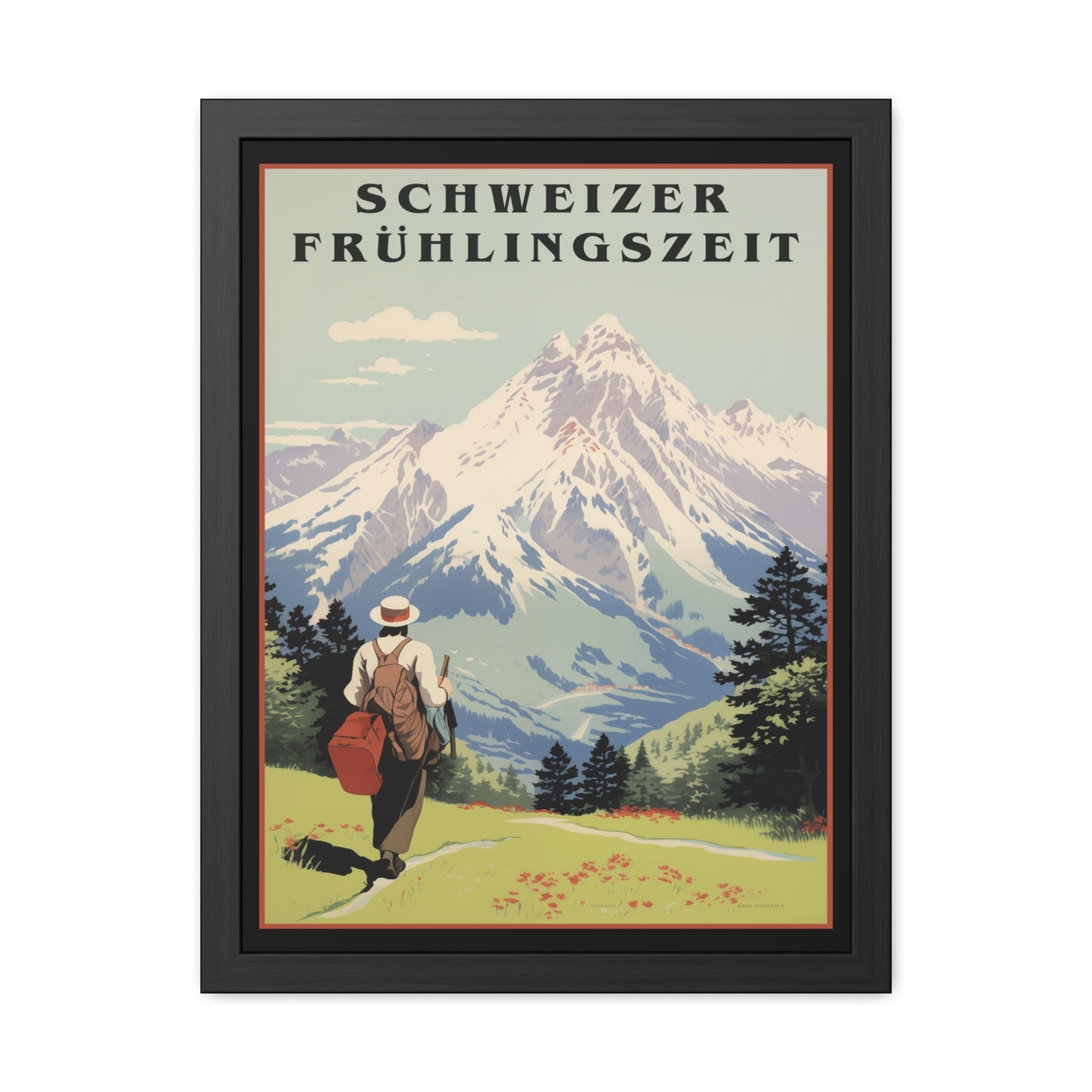 Vintage Swiss Travel Poster - 'Schweizer Frühlingszeit' (Swiss Springtime) Scenic Artwork Framed Posters