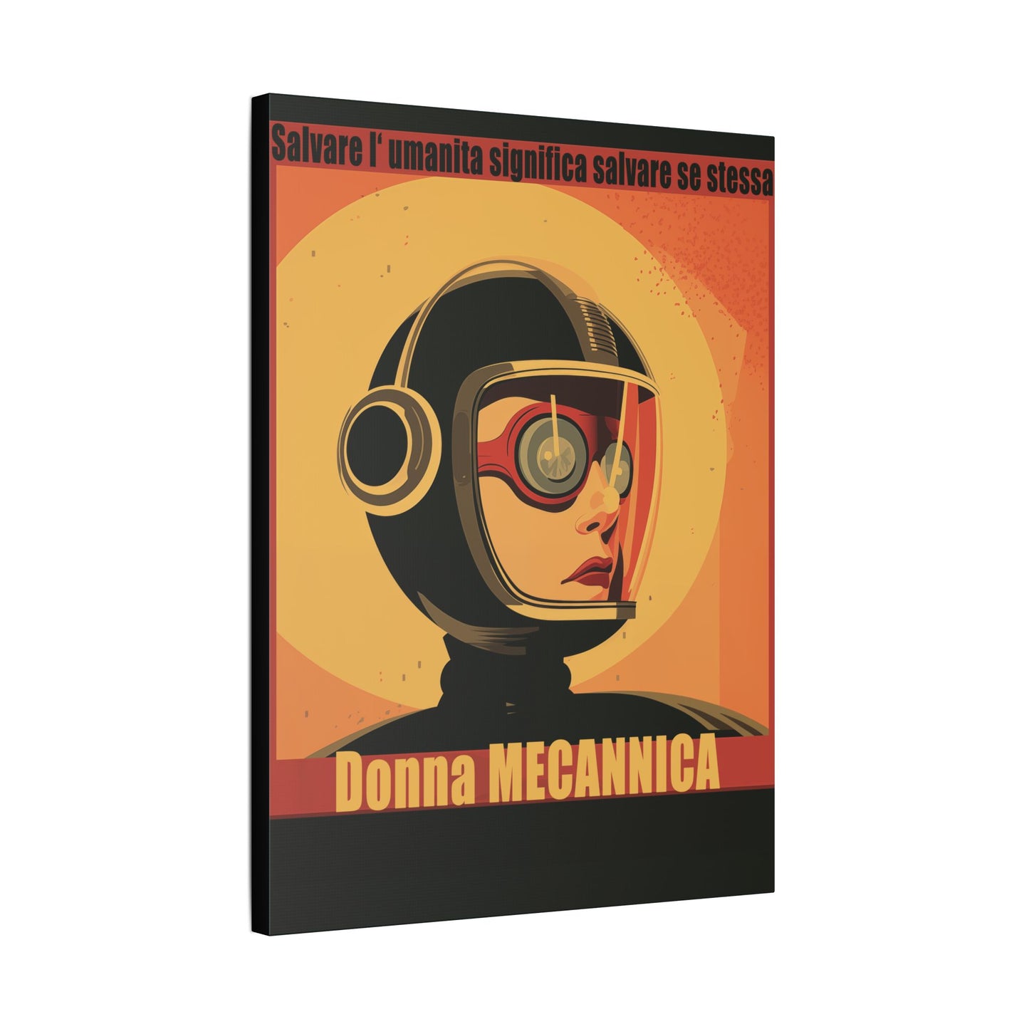 “Vintage Italian Sci-Fi Wall Art Print – Donna Meccanica Retro Futuristic Space Canvas ”Classic Stretched Canvas