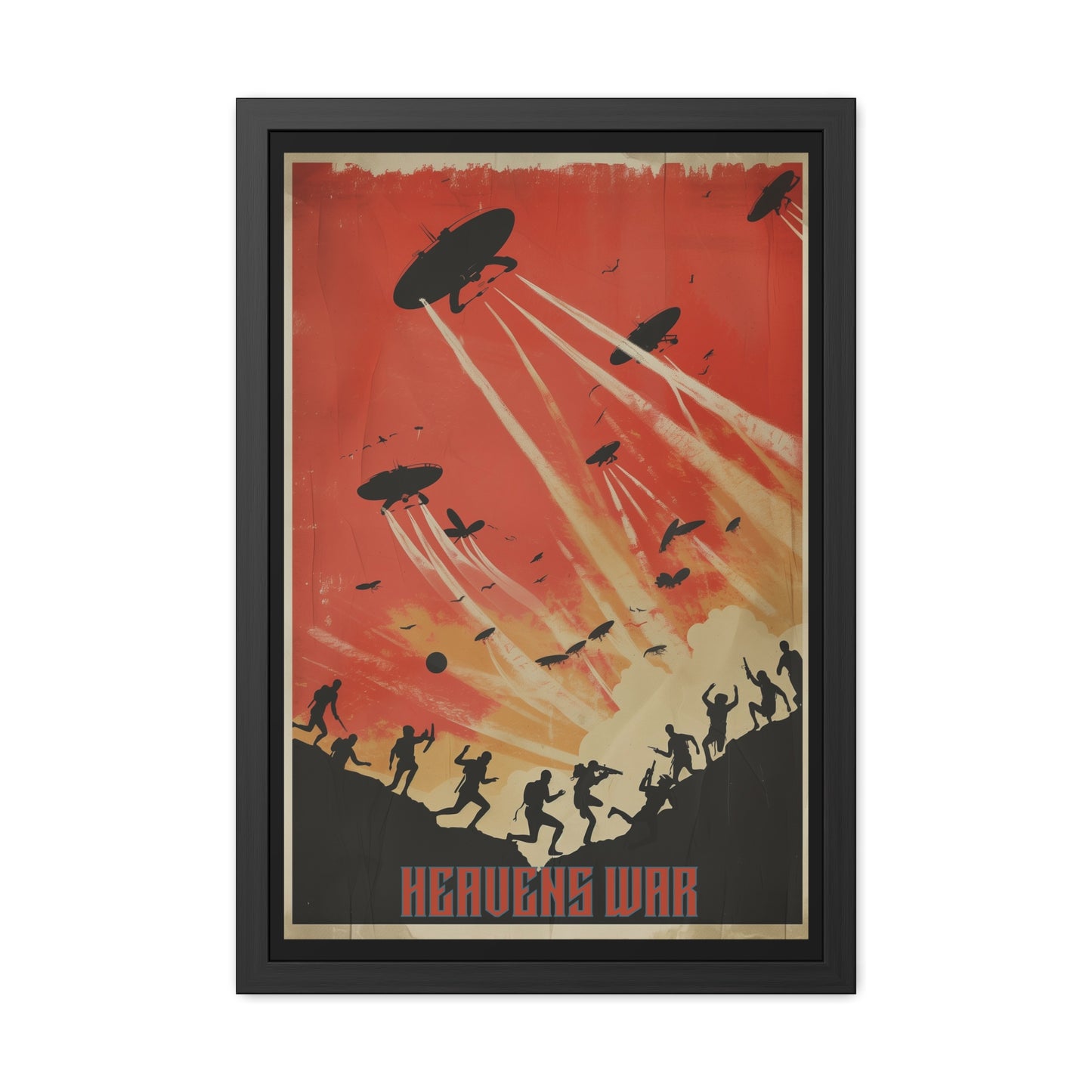 Vintage Sci-Fi Poster - 'Heavens War: Invasion from Above' Retro Apocalypse Artwork Framed Posters