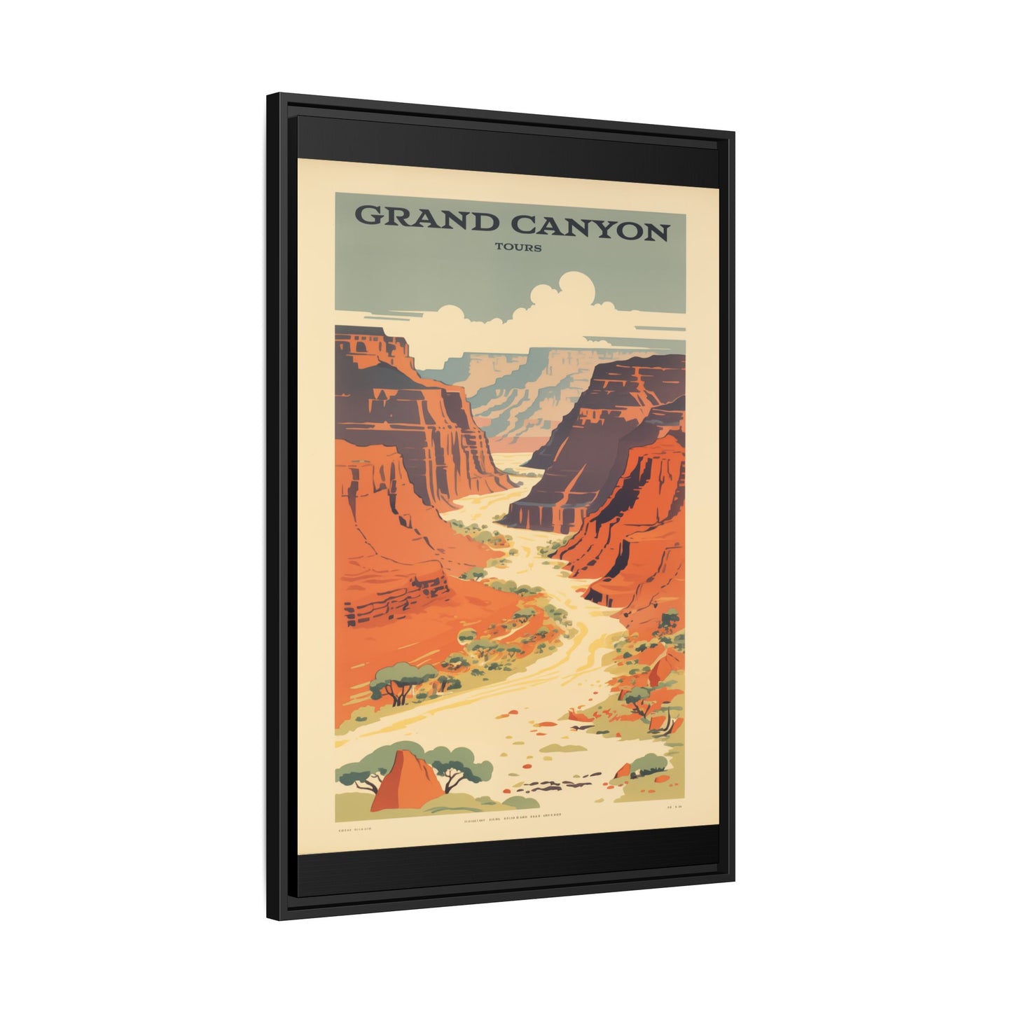 "Vintage Grand Canyon River Tours Poster - Matte Canvas Wall Art with Black Frame" Matte Canvas, Black Frame