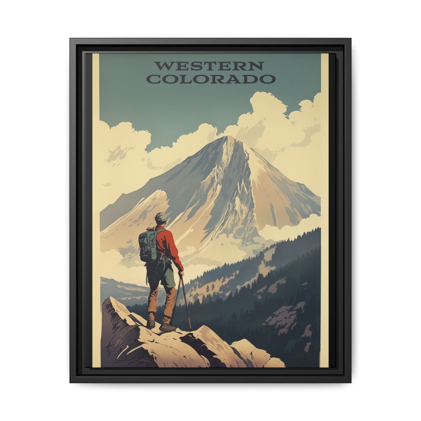 "Vintage Western Colorado Adventure Poster - Matte Canvas Wall Art with Black Frame" Matte Canvas, Black Frame