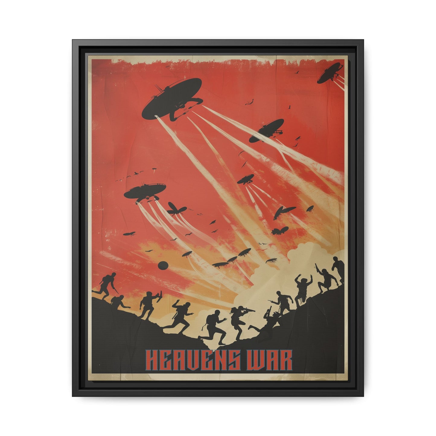"Heavens War: Epic Alien Invasion Matte Canvas with Black Frame" Matte Canvas, Black Frame