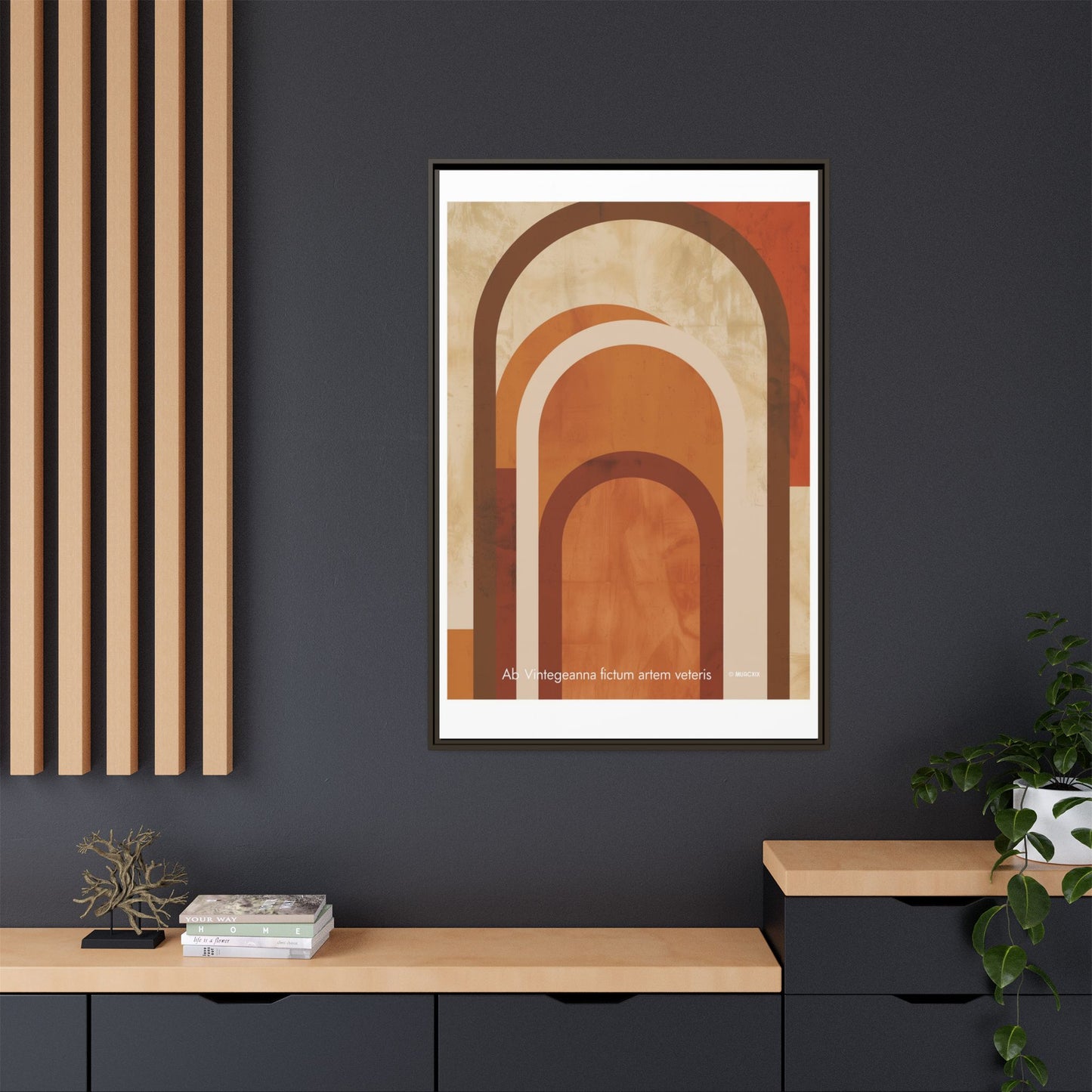 Abstract Arch Framed Canvas Wall Art — Mid-Century Modern Minimalist Decor | Vintageanna