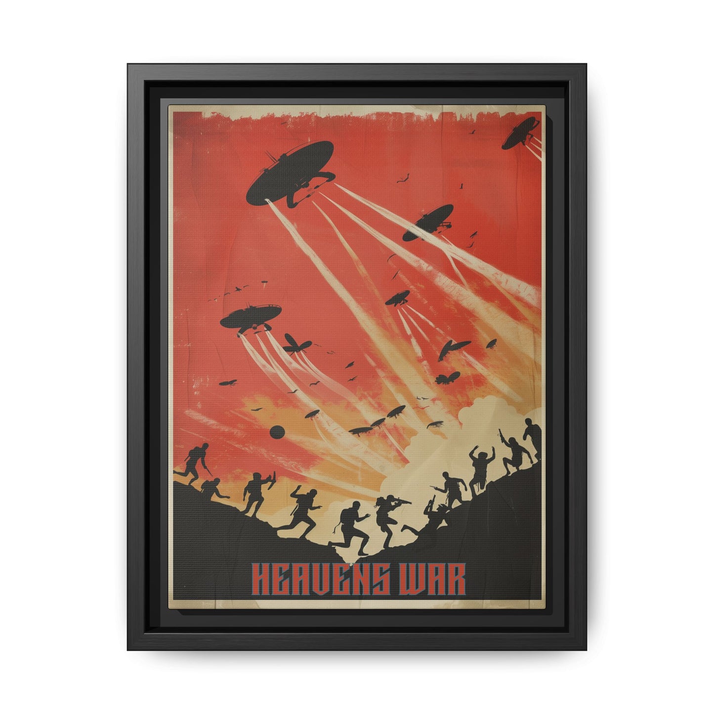 "Heavens War: Epic Alien Invasion Matte Canvas with Black Frame" Matte Canvas, Black Frame