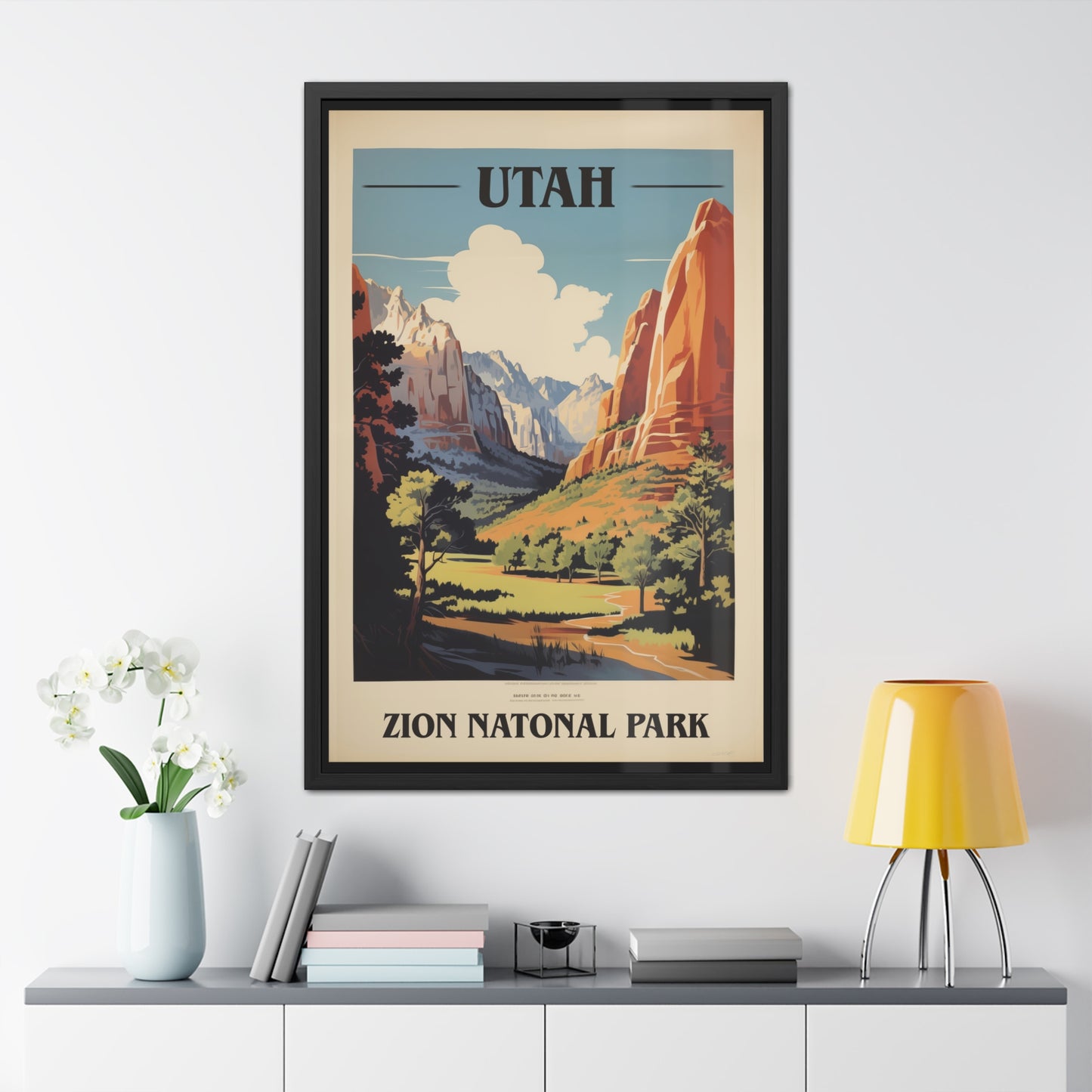Vintage Utah Poster - Zion National Park Scenic Landscape Art Print Framed Posters