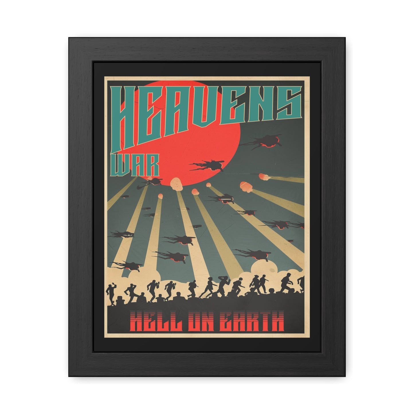 Vintage Sci-Fi Poster - 'Heavens War: Hell on Earth' Dystopian Artwork Framed Posters