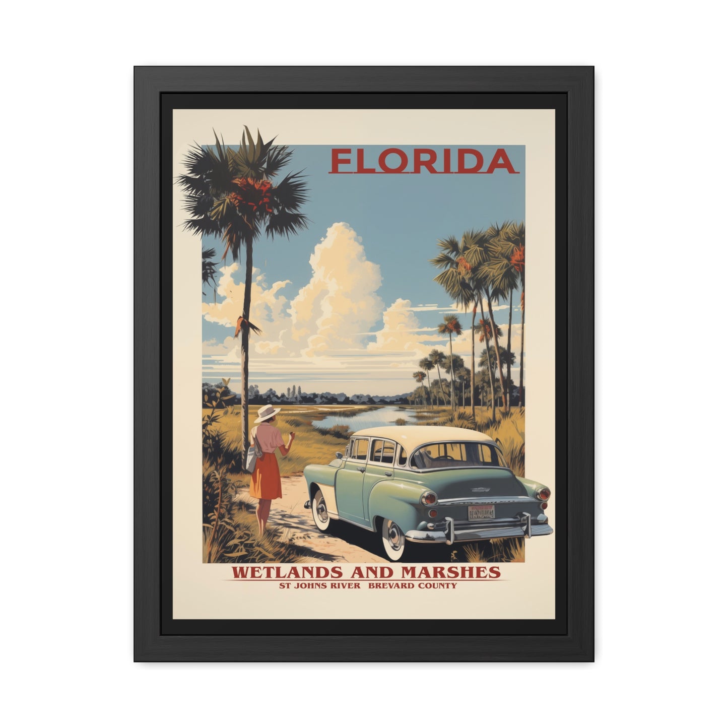 Retro Florida Wetlands Vintage Wall Art - St. Johns River