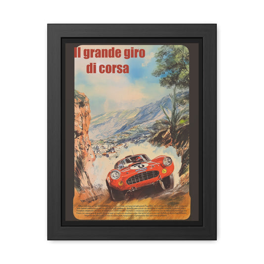 Vintage Italian Racing Framed Poster | Retro Motorsport Wall Art Print, Car Enthusiast Gift, La Grande Corsa 1960s