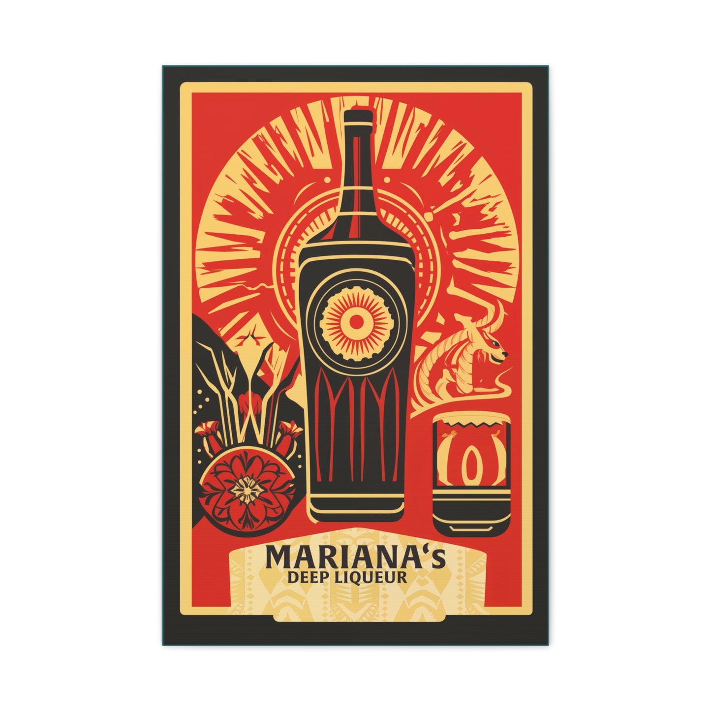 "Vintage Mariana's Deep Liqueur Dragon Poster - Frameless Stretched Matte Canvas Wall Art" Matte Canvas, Stretched, 1.25"