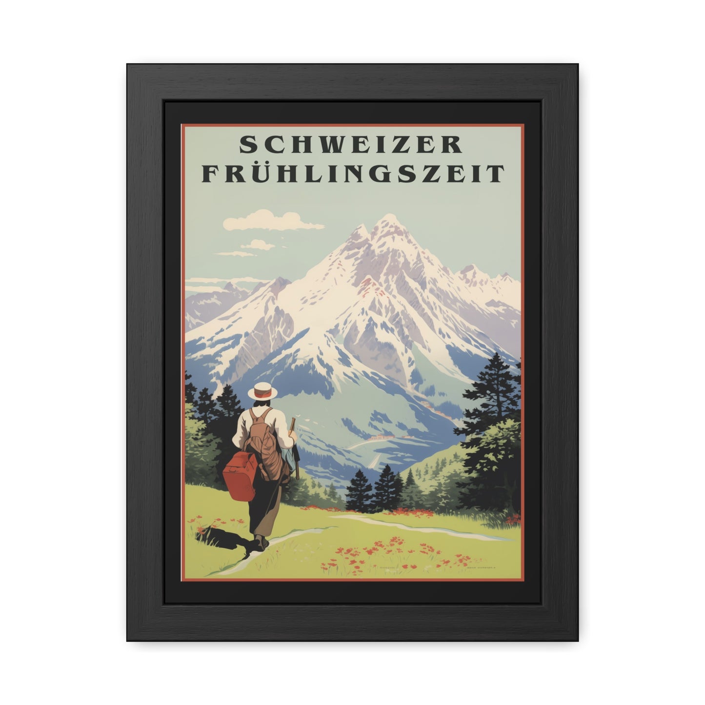 Vintage Swiss Travel Poster - 'Schweizer Frühlingszeit' (Swiss Springtime) Scenic Artwork Framed Posters