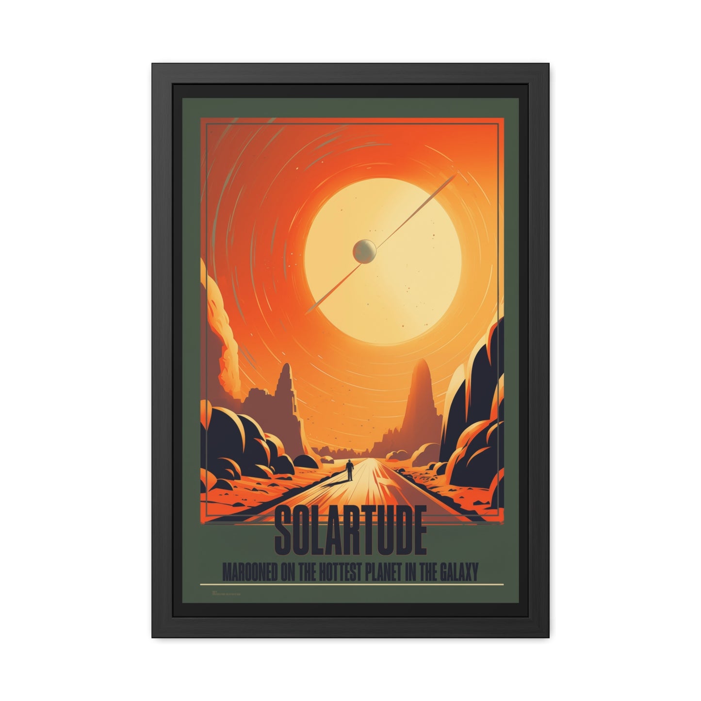 Vintage Sci-Fi Poster - 'Solartude: Marooned on the Hottest Planet' Retro Space Art Framed Posters