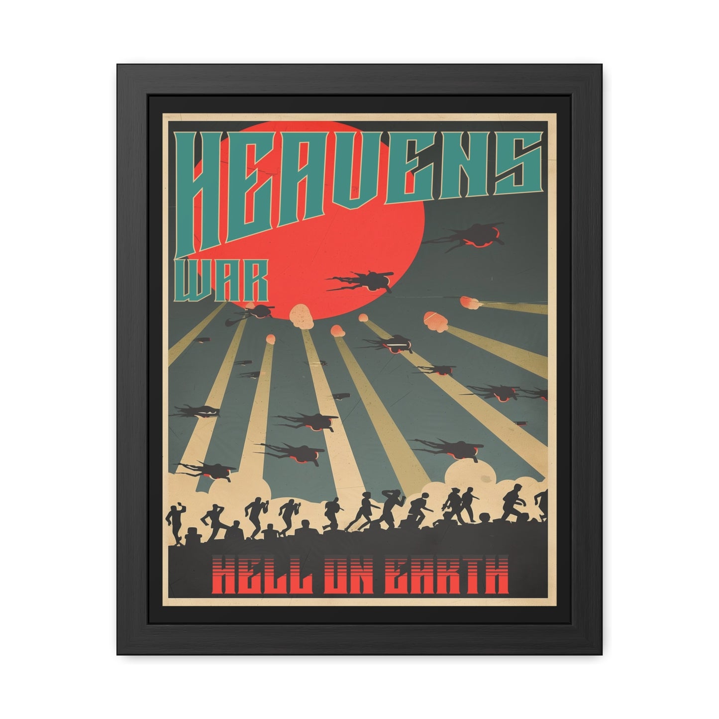 Vintage Sci-Fi Poster - 'Heavens War: Hell on Earth' Dystopian Artwork Framed Posters