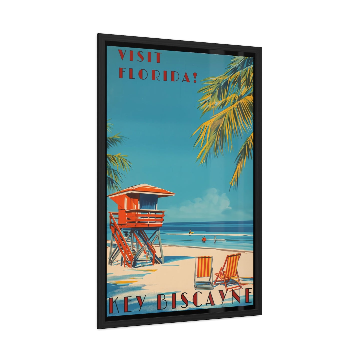 "Visit Florida - Key Biscayne Vintage Beach Framed Poster"