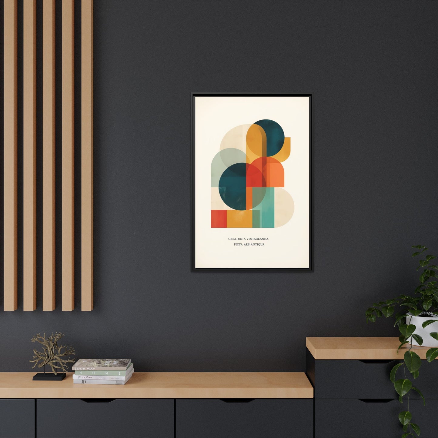 Creative Vision Framed Abstract Canvas Wall Art — Mid-Century Modern Geometric Design | Vintageanna