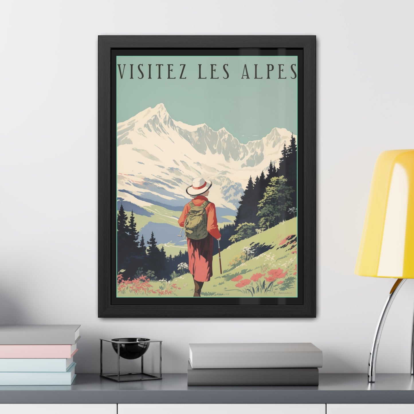 Vintage Alps Travel Poster - 'Visitez Les Alpes' (Visit the Alps) Scenic Artwork Framed Posters