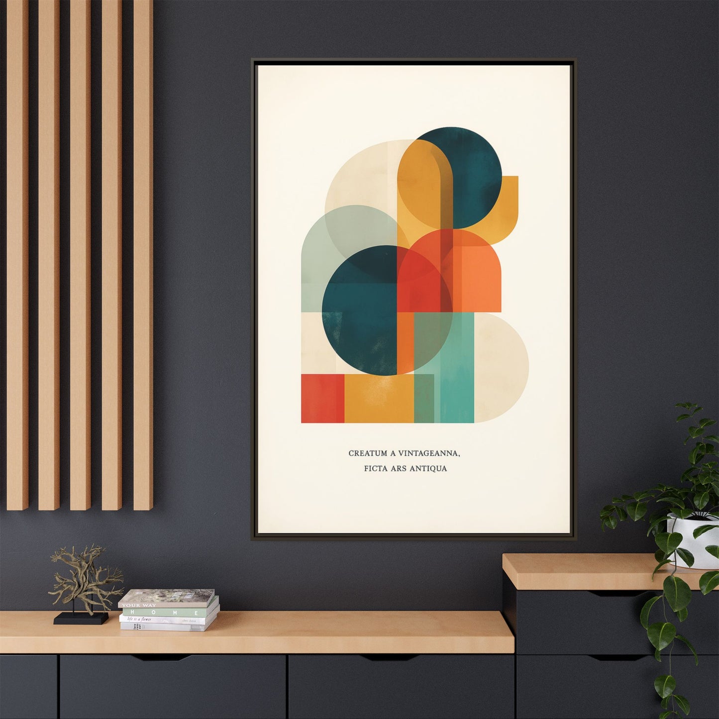 Creative Vision Framed Abstract Canvas Wall Art — Mid-Century Modern Geometric Design | Vintageanna