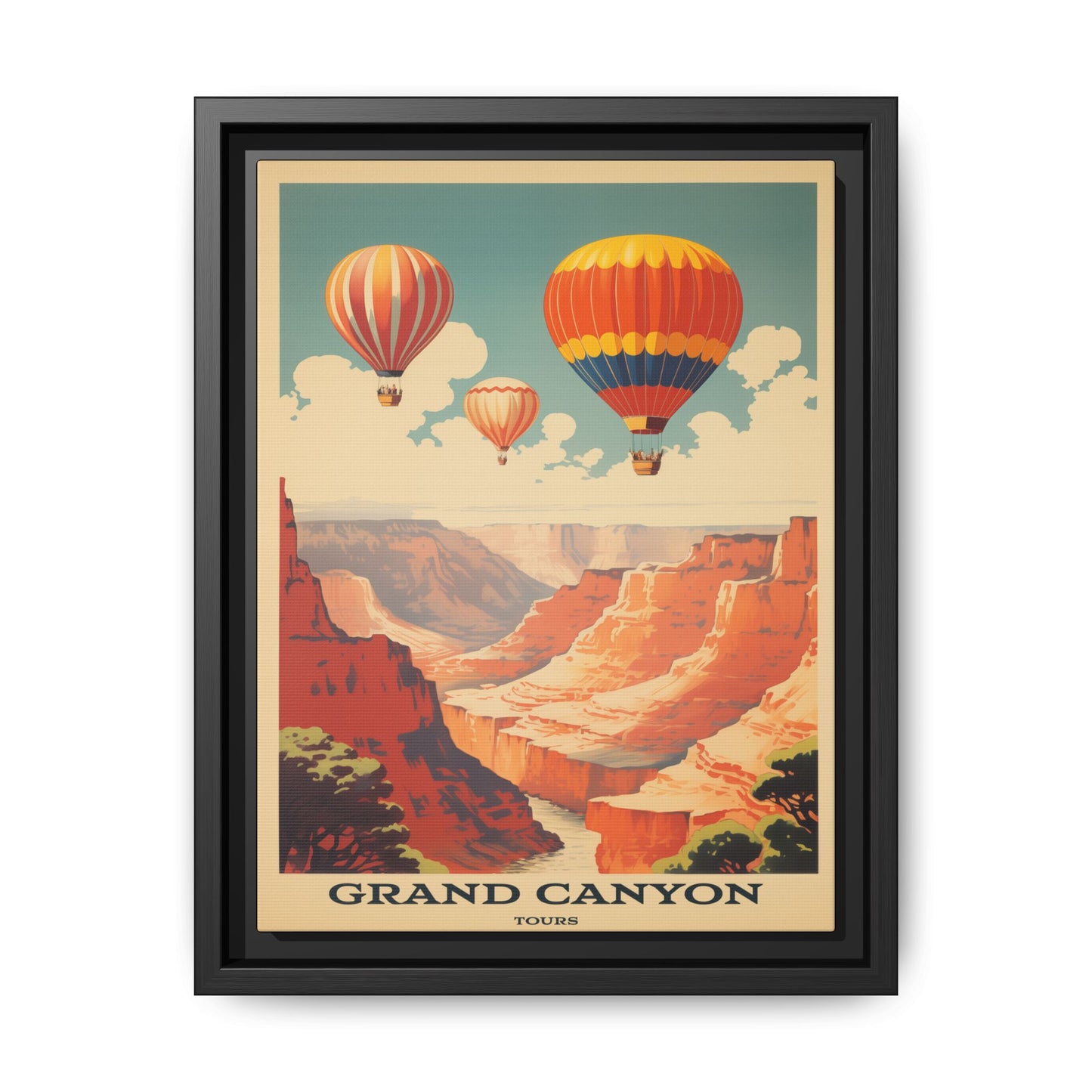 "Vintage Grand Canyon Balloon Tours Poster - Matte Canvas Wall Art with Black Frame" Matte Canvas, Black Frame