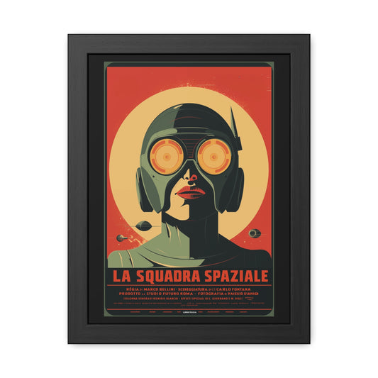 Retro Space Framed Poster – La Squadra Spaziale Wall Art, Vintage Sci-Fi Decor, Gift for Space Lovers, Mid-Century Modern Home Art